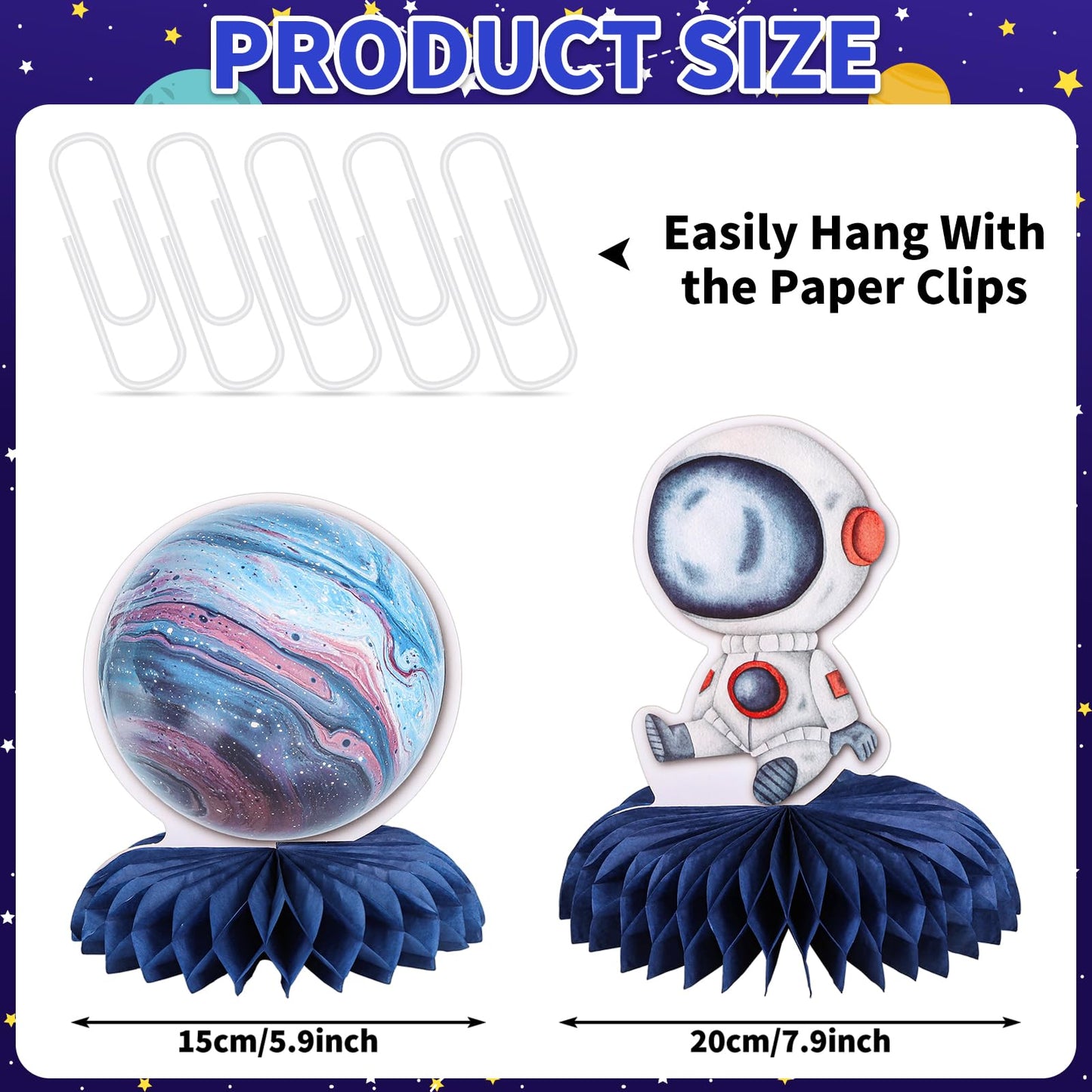 NatNarr 12-Piece Space Theme Honeycomb Centerpieces for Astronaut Birthday Parties