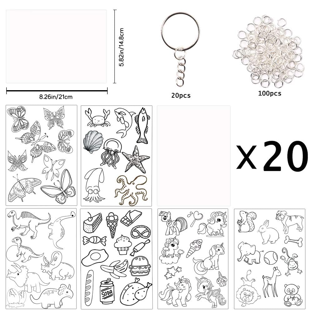 Natonhi Shrinky Dink Sheets Kit – 145Pcs Shrink Art Set with 20 Sheets & 120 Accessories