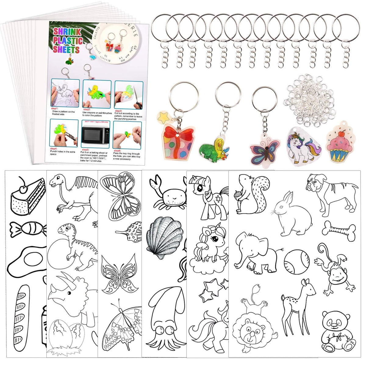 Natonhi Shrinky Dink Sheets Kit – 145Pcs Shrink Art Set with 20 Sheets & 120 Accessories