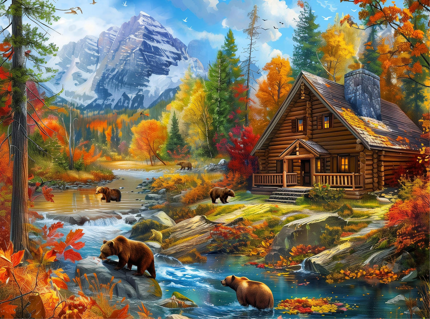 Nattork 2000-Piece Bear Village Jigsaw Puzzle – Family Fun with Poster & Partition Design