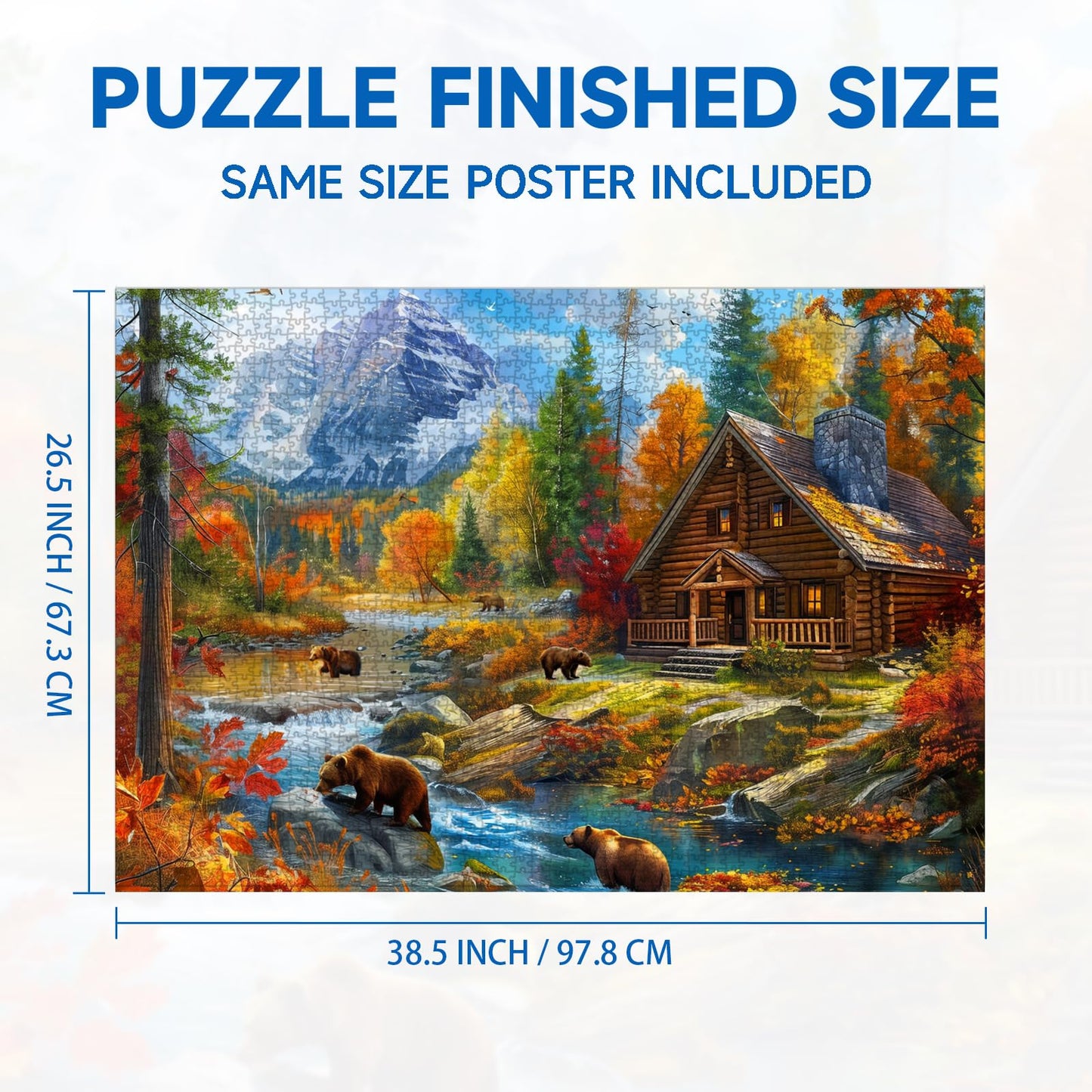 Nattork 2000-Piece Bear Village Jigsaw Puzzle – Family Fun with Poster & Partition Design