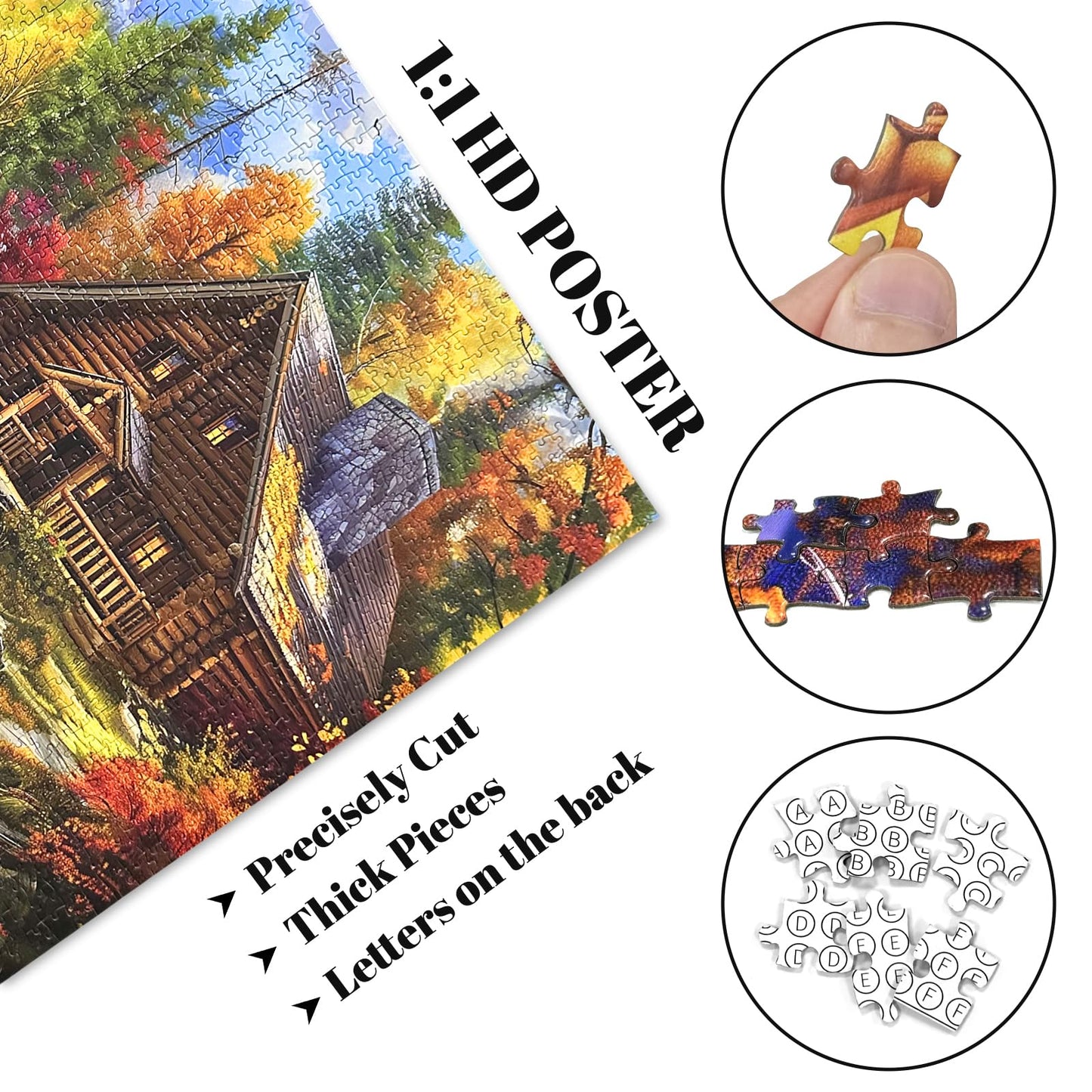 Nattork 2000-Piece Bear Village Jigsaw Puzzle – Family Fun with Poster & Partition Design