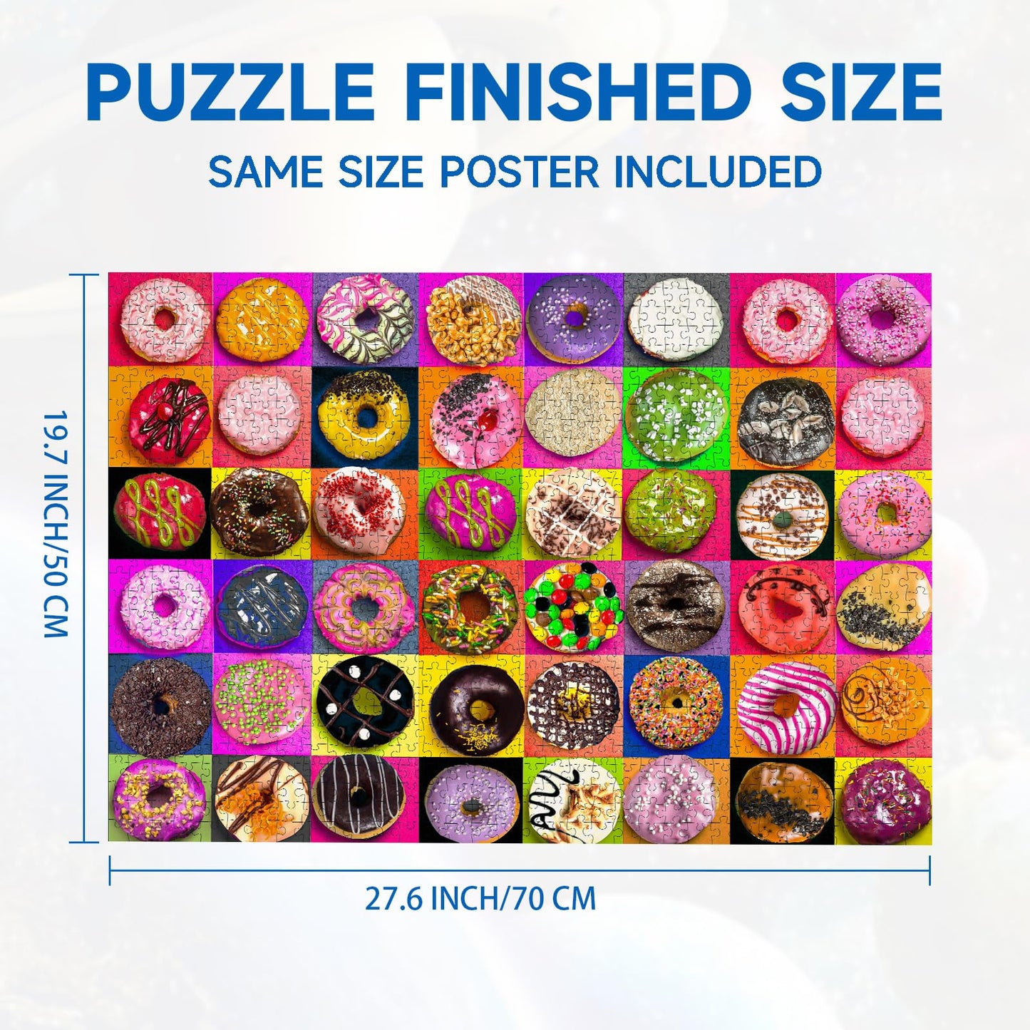 Nattork 1000-Piece Jigsaw Puzzle for Adults & Families – Donuts, Back-Partition Design