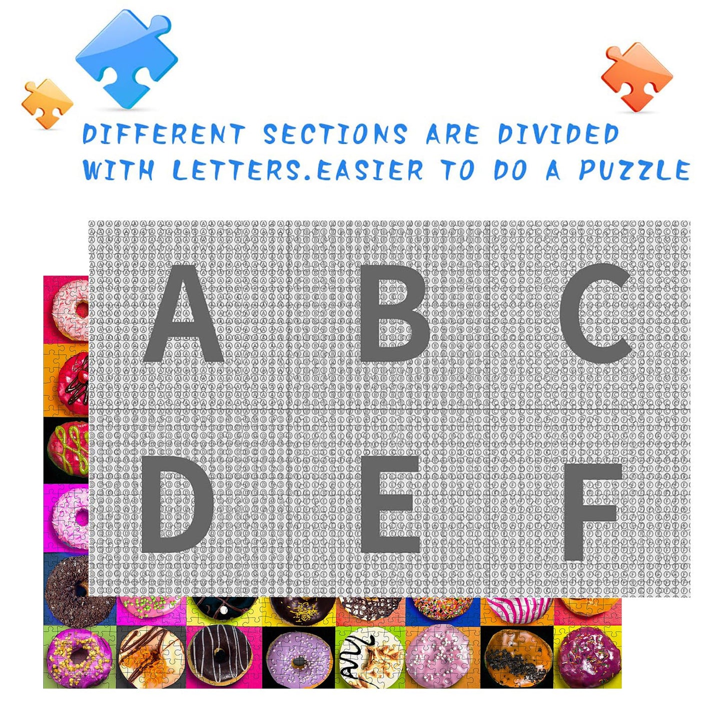 Nattork 1000-Piece Jigsaw Puzzle for Adults & Families – Donuts, Back-Partition Design