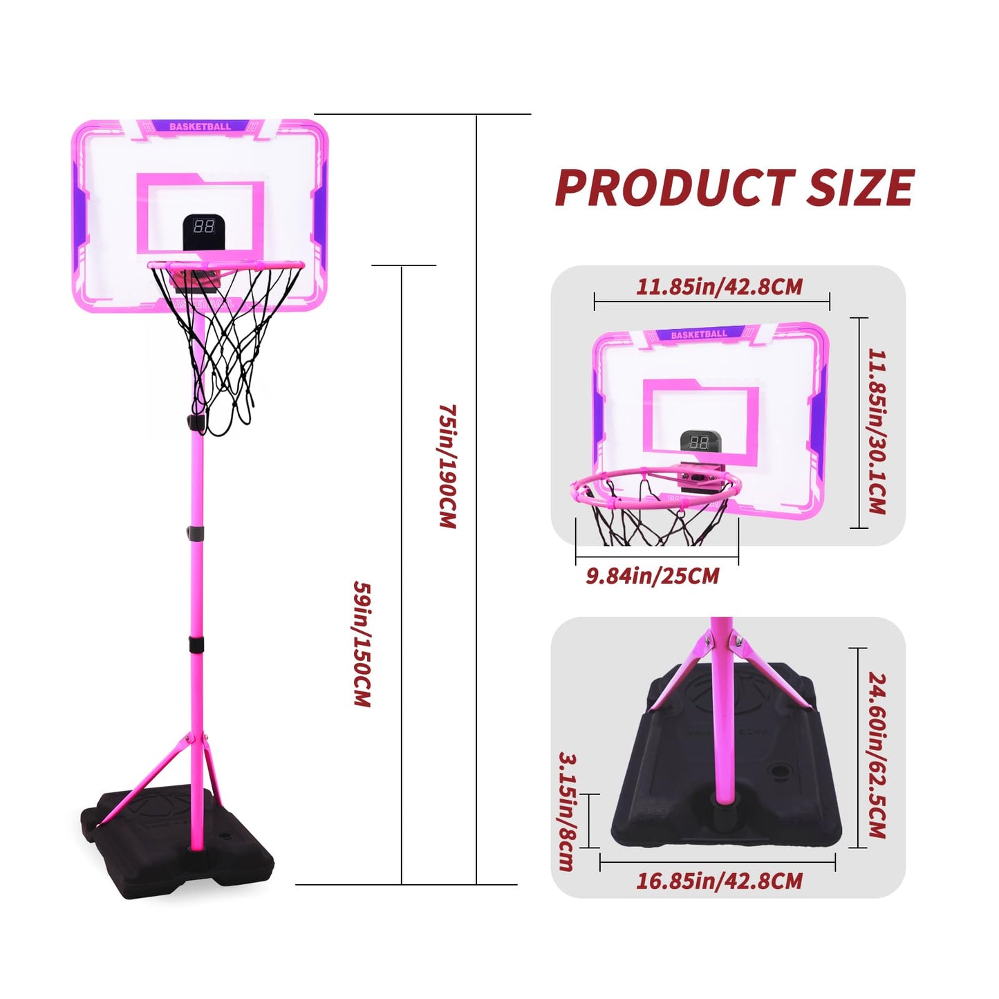 Nattork Kids Basketball Hoop – Adjustable Height Indoor/Outdoor Toy for Ages 3-8