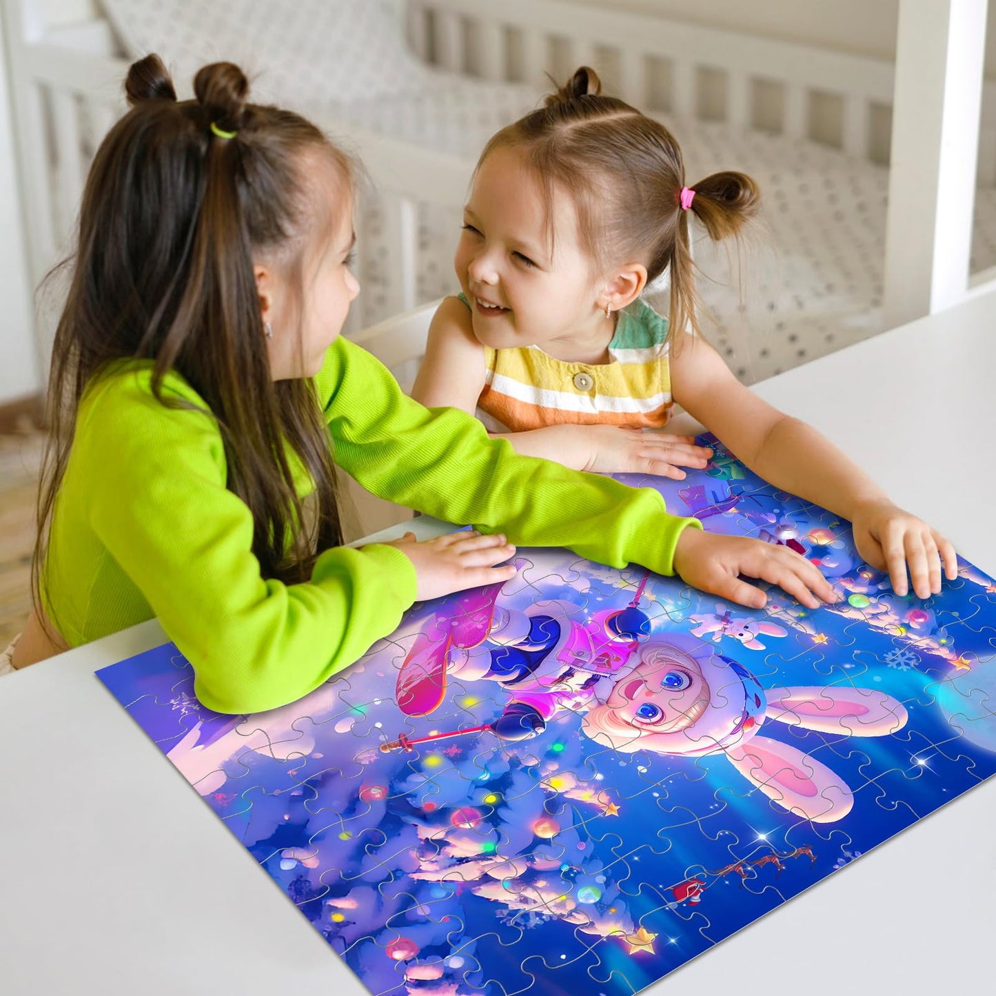 Nattork Jigsaw Puzzles 100 Pieces – Skiing Bunny Theme for Kids & Family | Pieces Fit Together Perfectly