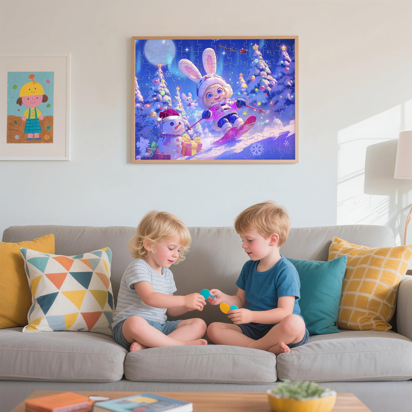 Nattork Jigsaw Puzzles 100 Pieces – Skiing Bunny Theme for Kids & Family | Pieces Fit Together Perfectly