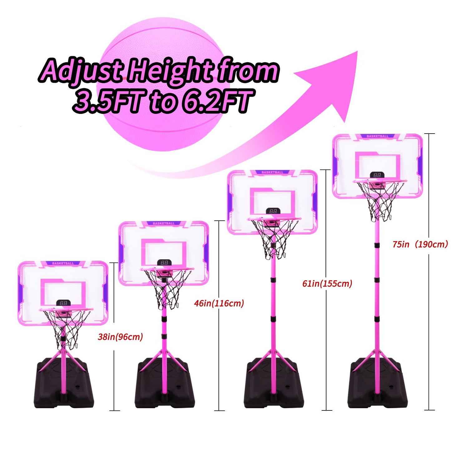 Nattork Kids Basketball Hoop – Adjustable Height Indoor/Outdoor Toy for Ages 3-8