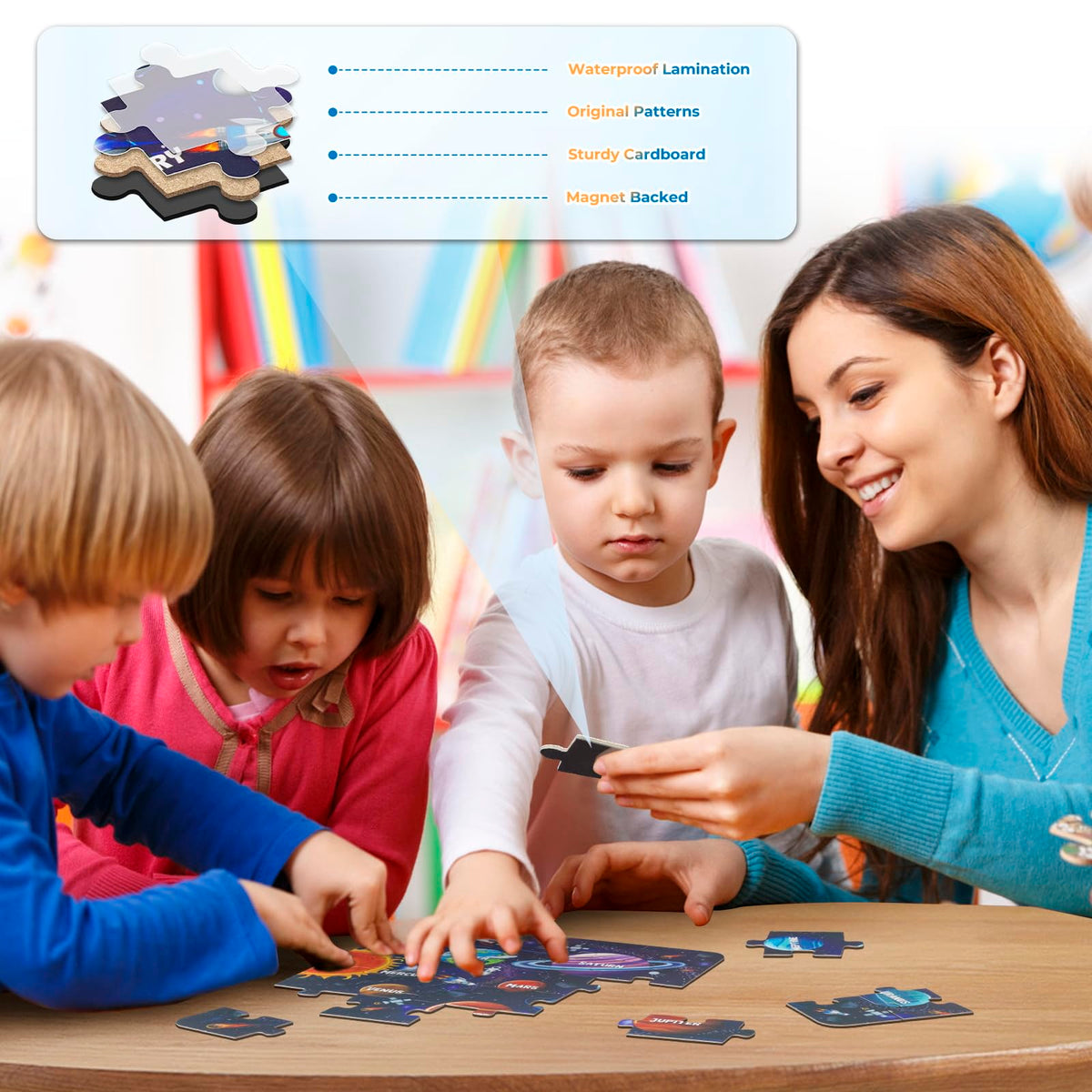 Nattork Map Magnetic Puzzle Book for Toddlers 3-6 – Travel Puzzles with World, US, and Solar System Maps