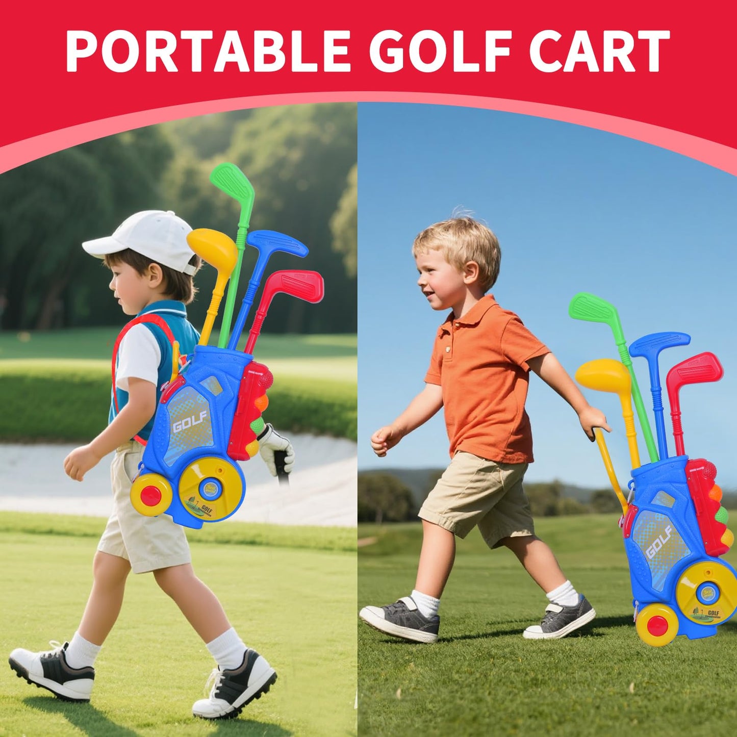 Nattork Toddler Golf Set with Putting Mat (Blue) – 4 Clubs & 12 Balls | Ages 2-3