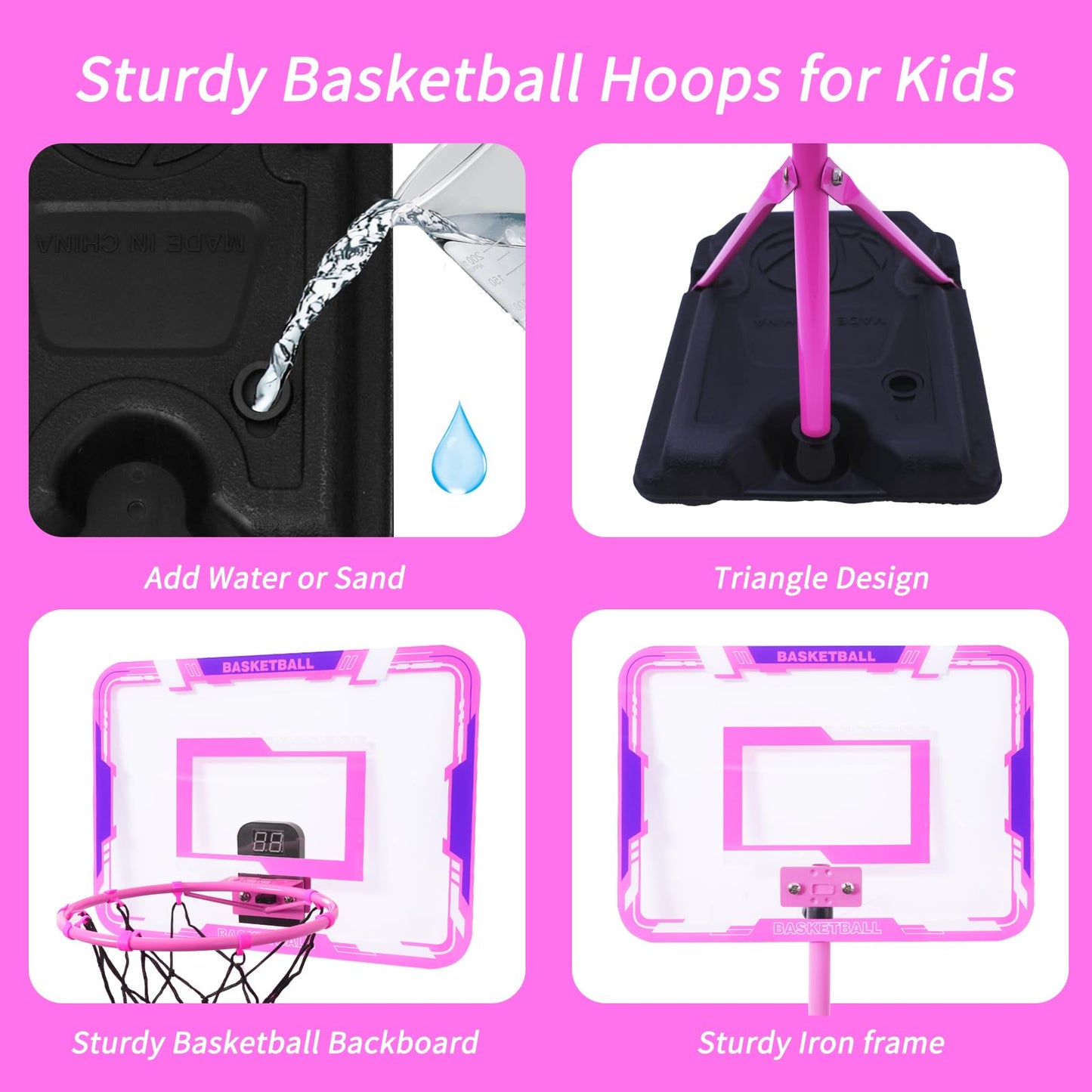 Nattork Kids Basketball Hoop – Adjustable Height Indoor/Outdoor Toy for Ages 3-8