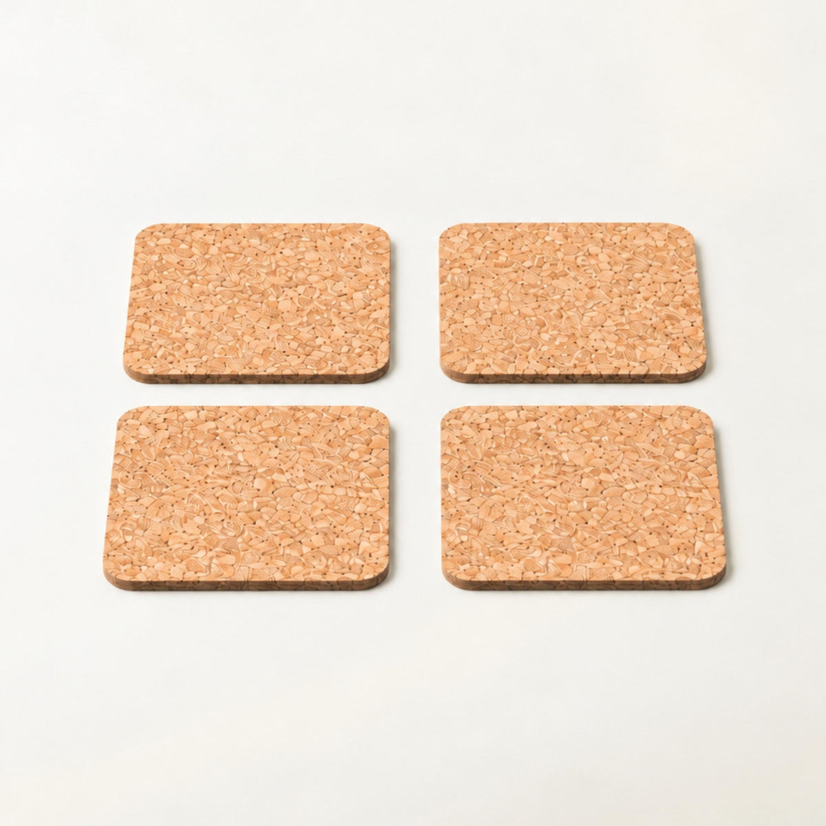 Set of 6 Cork Coasters | Natural | Square