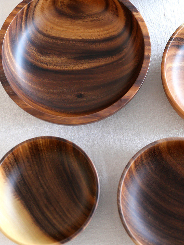 Natural Wooden Bowl, Sustainable Household Fruit Bowl, Salad Bowl for Home & Restaurant, Wooden Kitchen Utensils