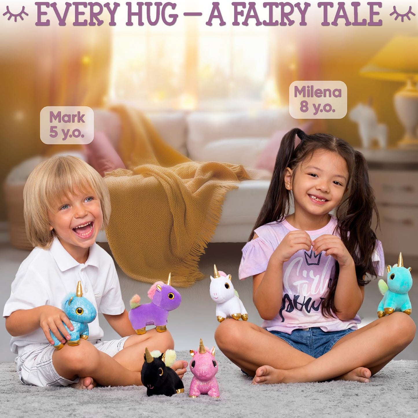 Naturally KIDS Stuffed Unicorn Set – 6 Plush Toys for Toddlers