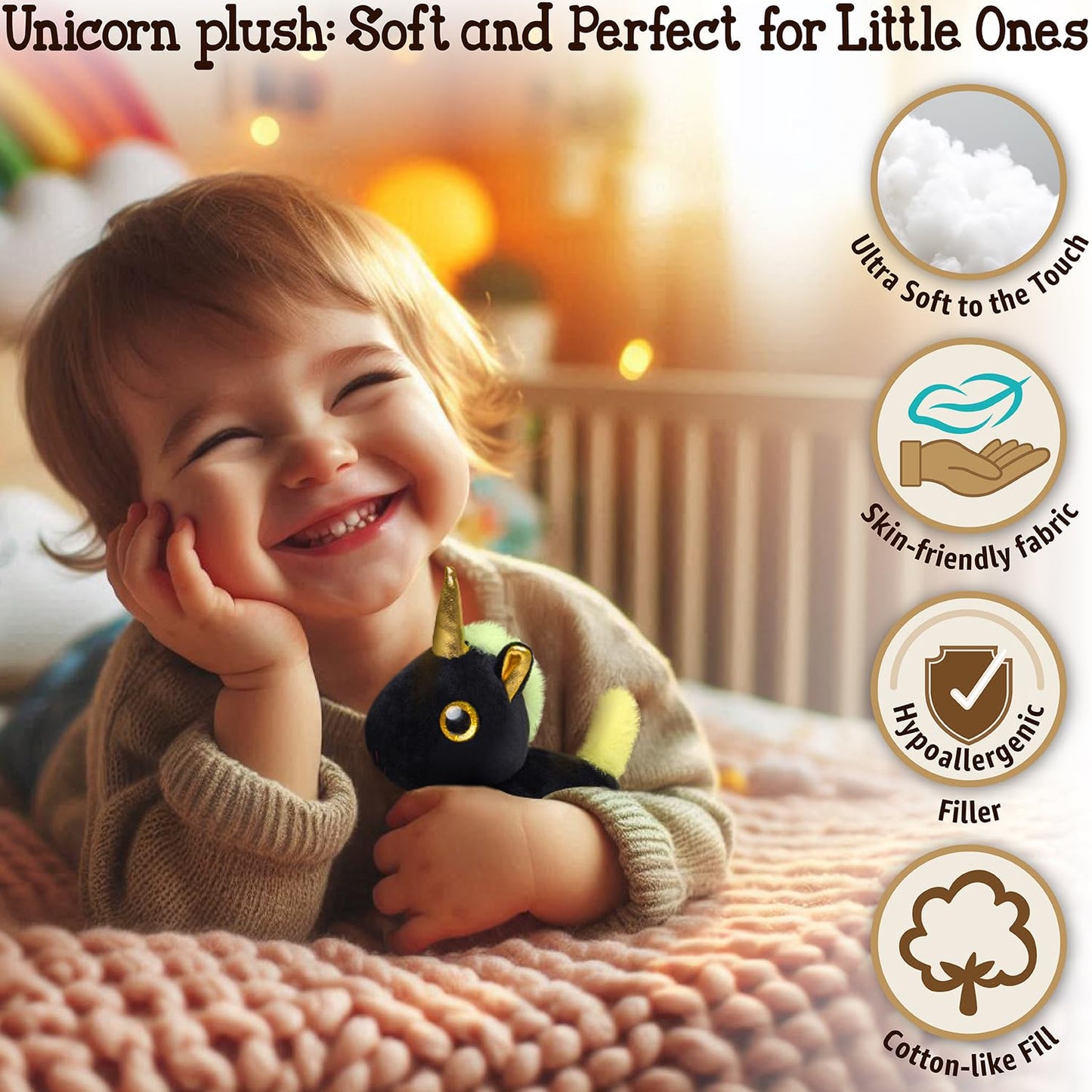 Naturally KIDS Stuffed Unicorn Set – 6 Plush Toys for Toddlers