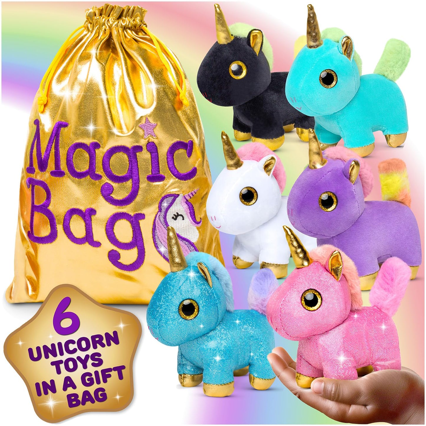 Naturally KIDS Stuffed Unicorn Set – 6 Plush Toys for Toddlers