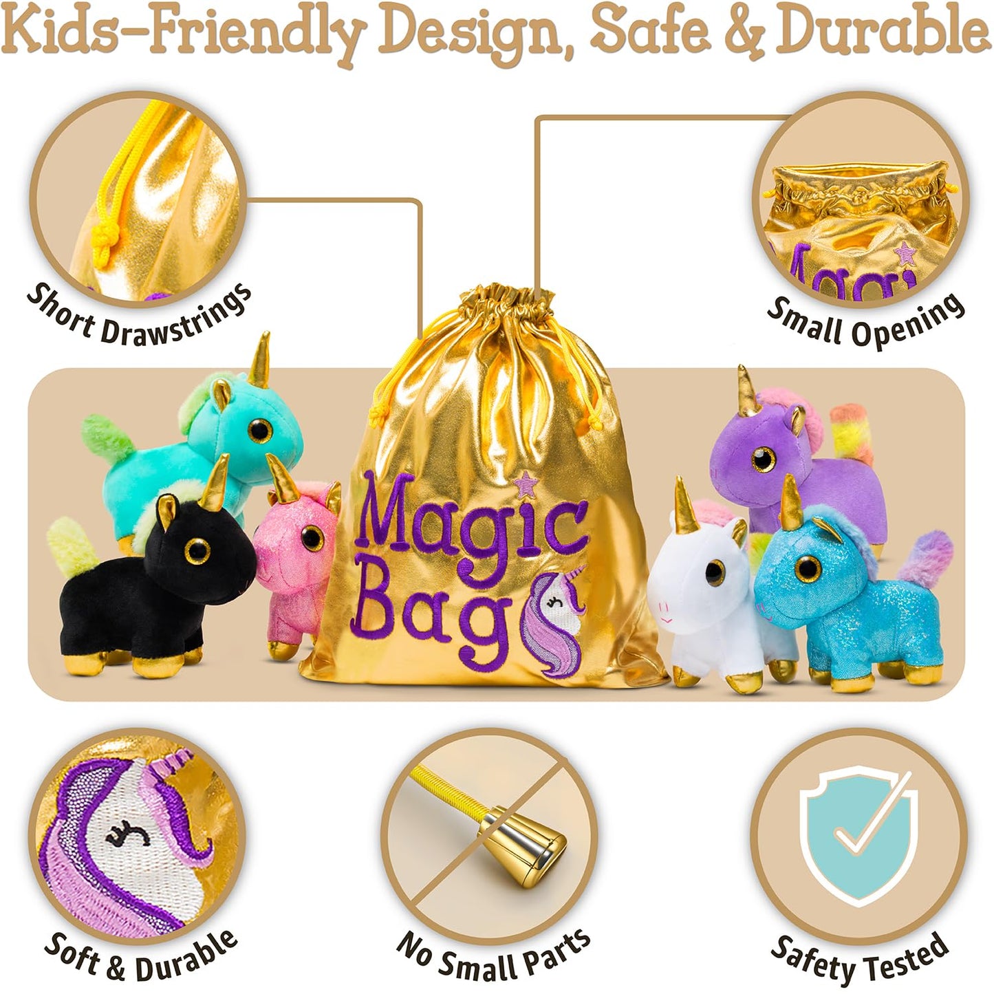Naturally KIDS Stuffed Unicorn Set – 6 Plush Toys for Toddlers