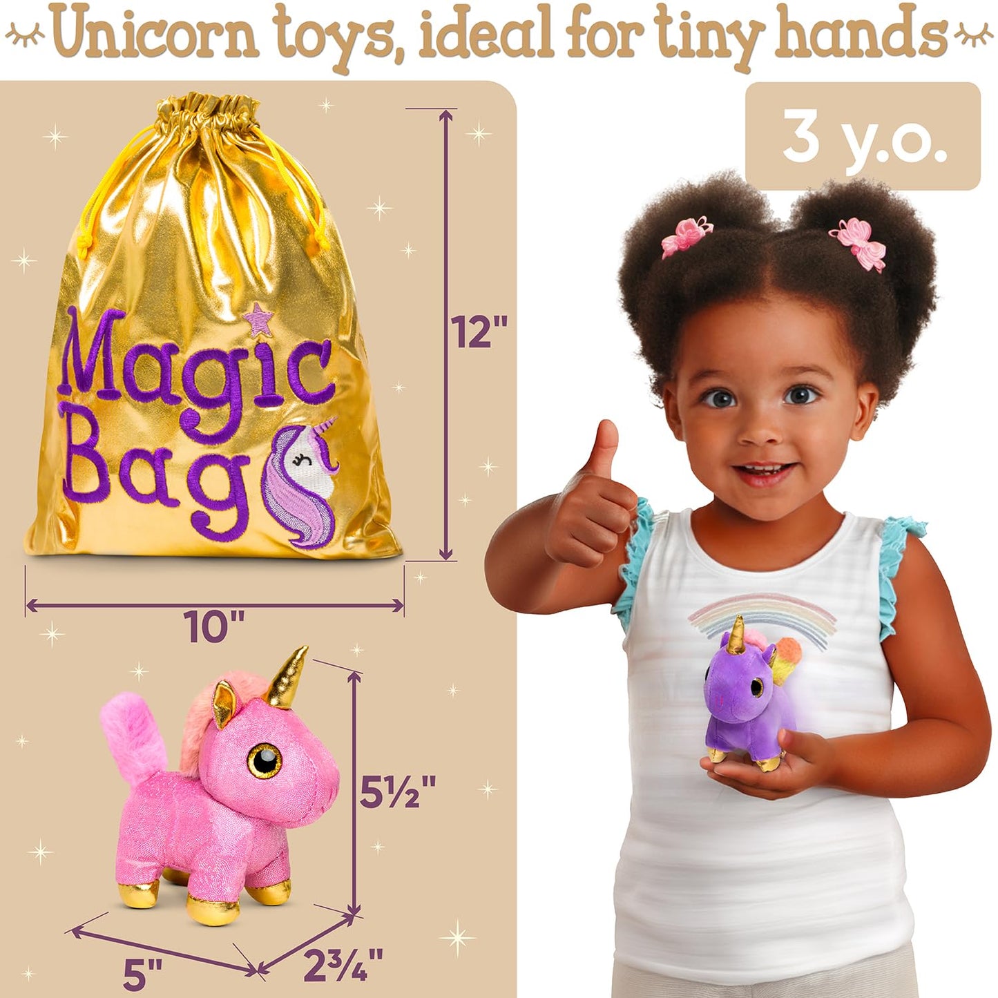Naturally KIDS Stuffed Unicorn Set – 6 Plush Toys for Toddlers