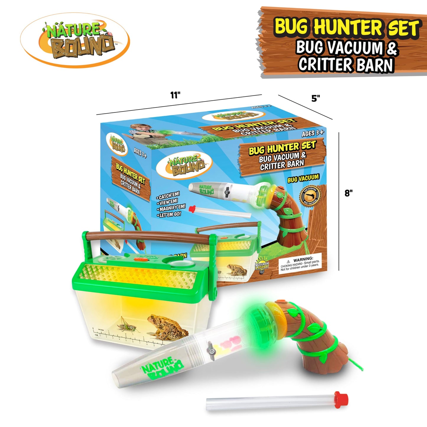 Nature Bound Bug Catcher Toy – Eco-Friendly Bug Vacuum, Capture Core with Magnification, Complete STEM Kit for Kids 3–12