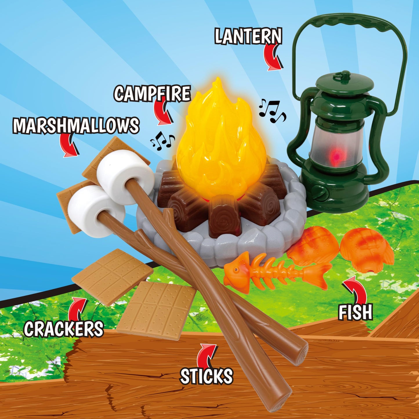 Nature Bound Kids Camping Playset – Light-Up Campfire Toy for Indoor & Outdoor Adventures