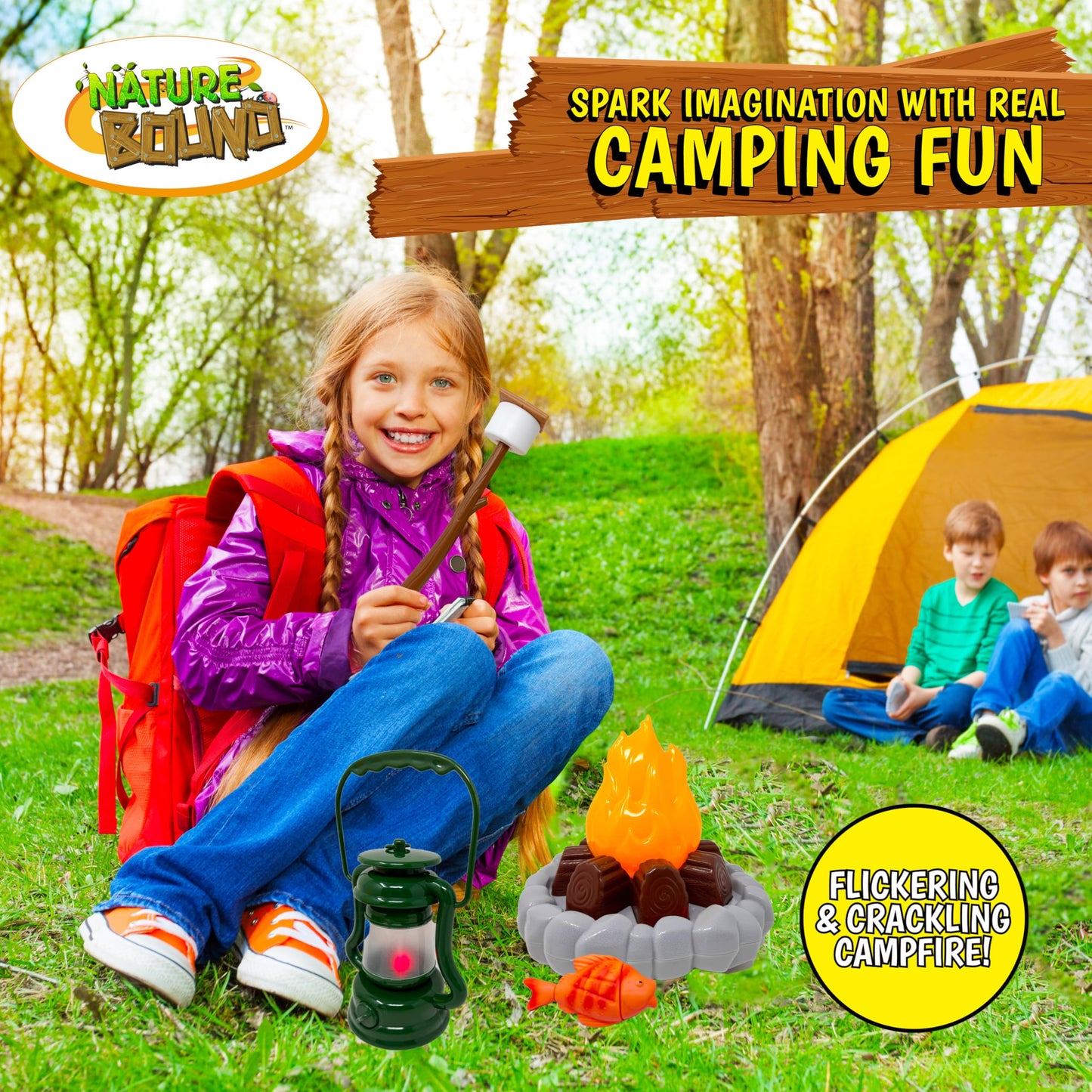 Nature Bound Kids Camping Playset – Light-Up Campfire Toy for Indoor & Outdoor Adventures
