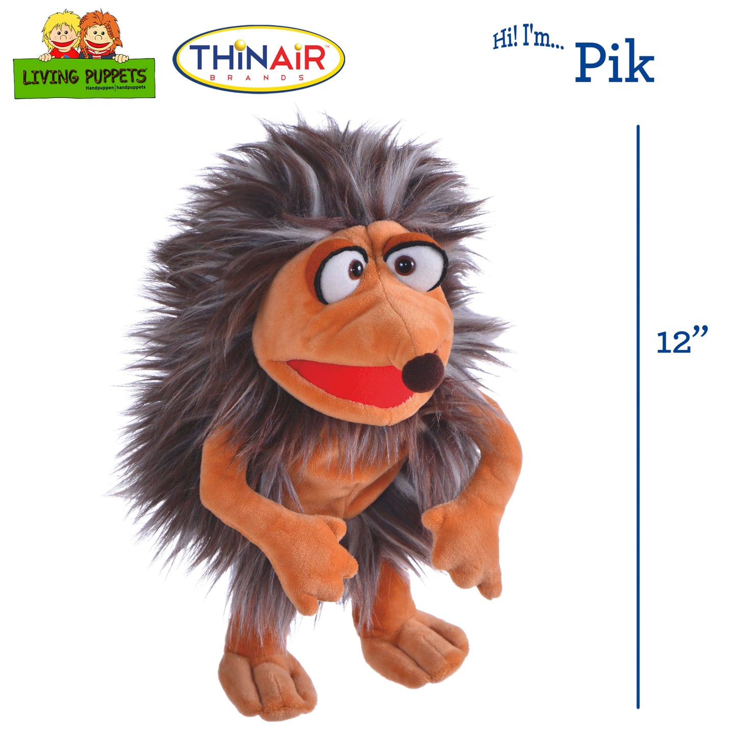 Nature Bound Living Puppets Pik Hedgehog – 12-Inch Plush Hand Puppet for Kids