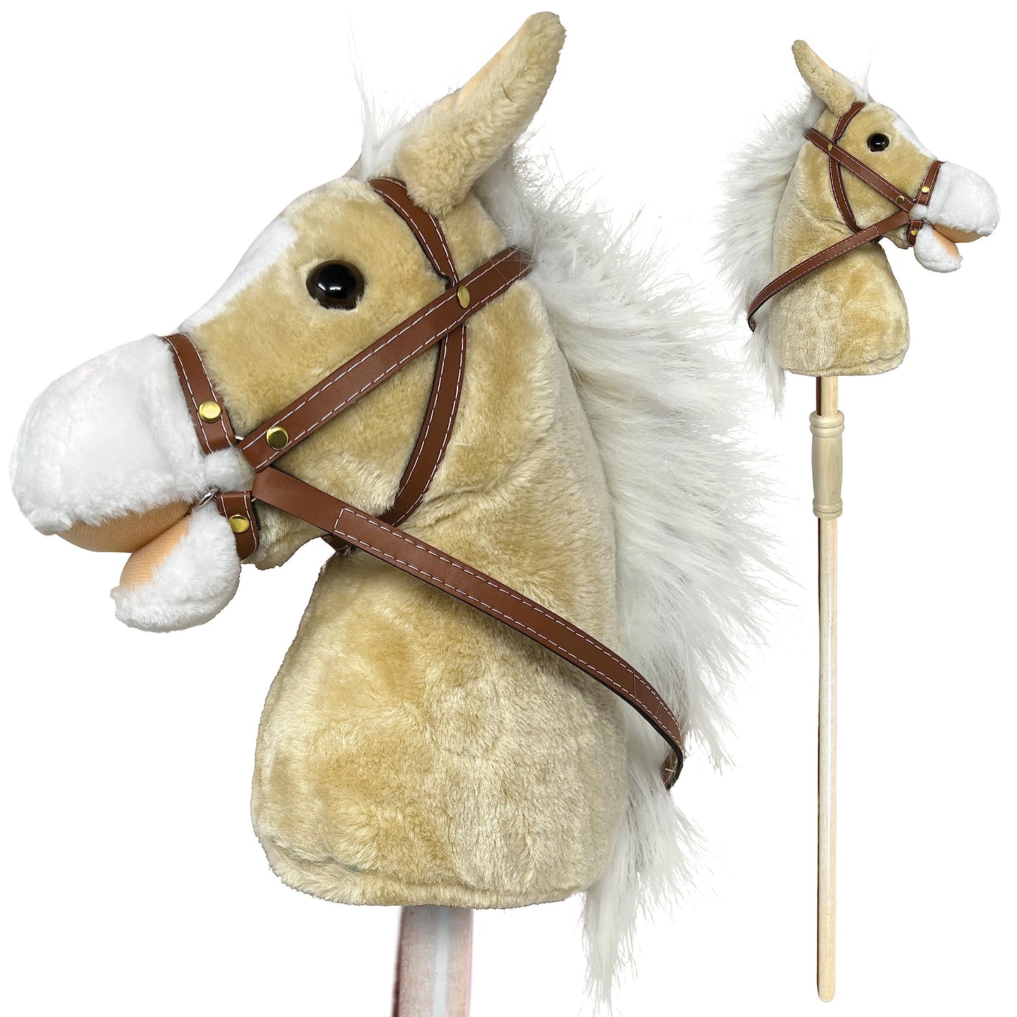 Nature Bound Stick Horse — Plush Handcrafted Hobby Horse with Neighing & Clip-Clop Sounds