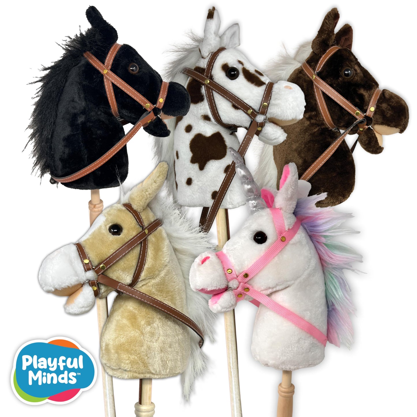 Nature Bound Stick Horse — Plush Handcrafted Hobby Horse with Neighing & Clip-Clop Sounds