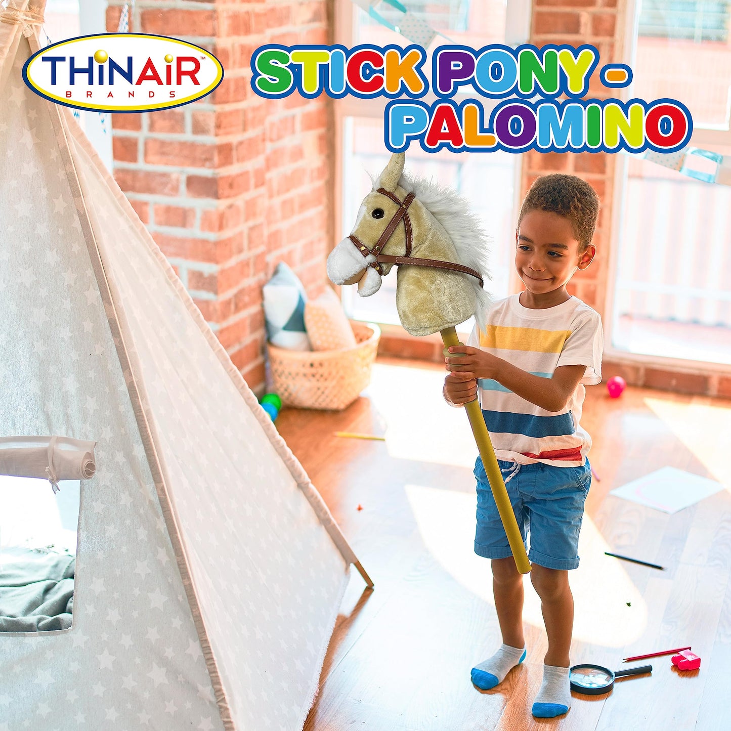 Nature Bound Stick Horse — Plush Handcrafted Hobby Horse with Neighing & Clip-Clop Sounds