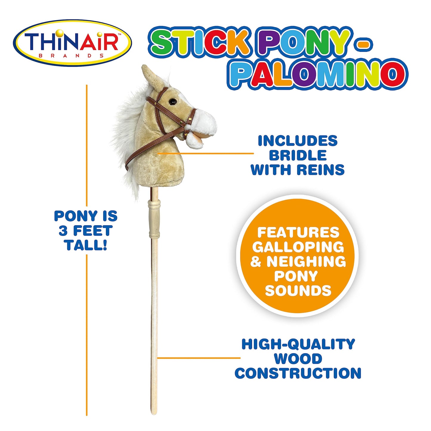 Nature Bound Stick Horse — Plush Handcrafted Hobby Horse with Neighing & Clip-Clop Sounds