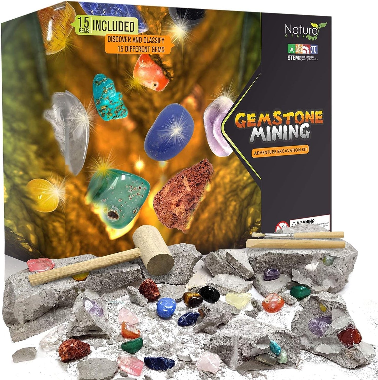 Nature Gear Gemstone Dig Kit — Educational Crystal Excavation for Kids