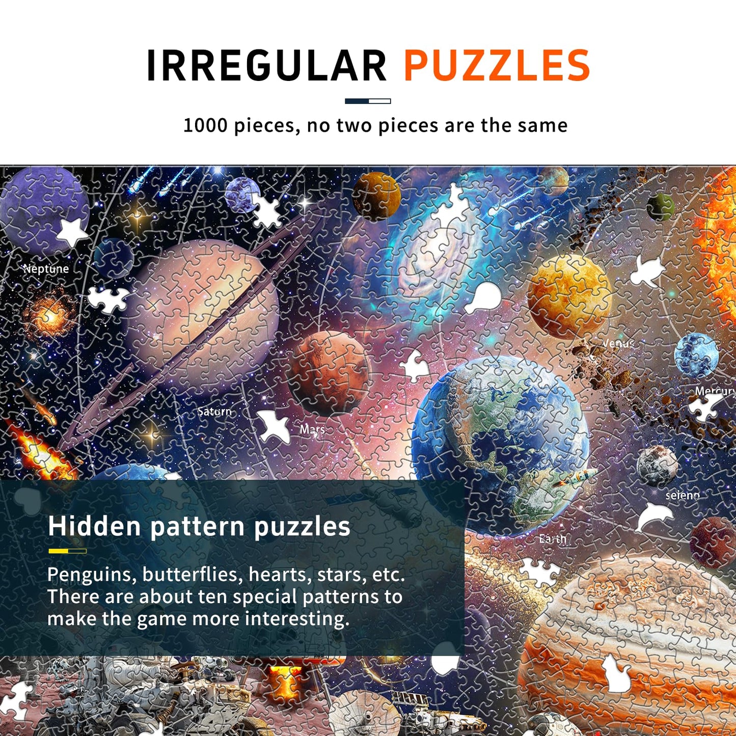 Naturelish 1000-Piece Space Explorer Puzzle – Glow-in-The-Dark Astronaut Adventure (26.6x19.2)