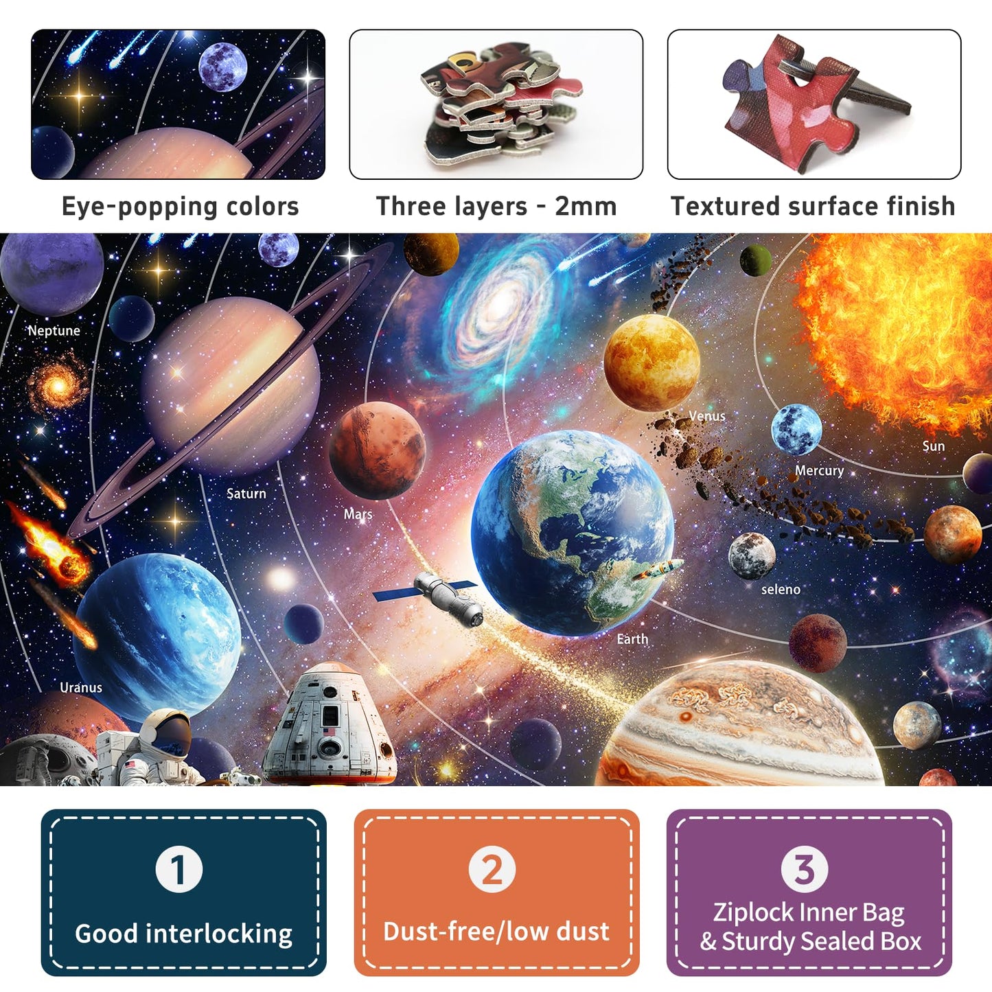 Naturelish 1000-Piece Space Explorer Puzzle – Glow-in-The-Dark Astronaut Adventure (26.6x19.2)