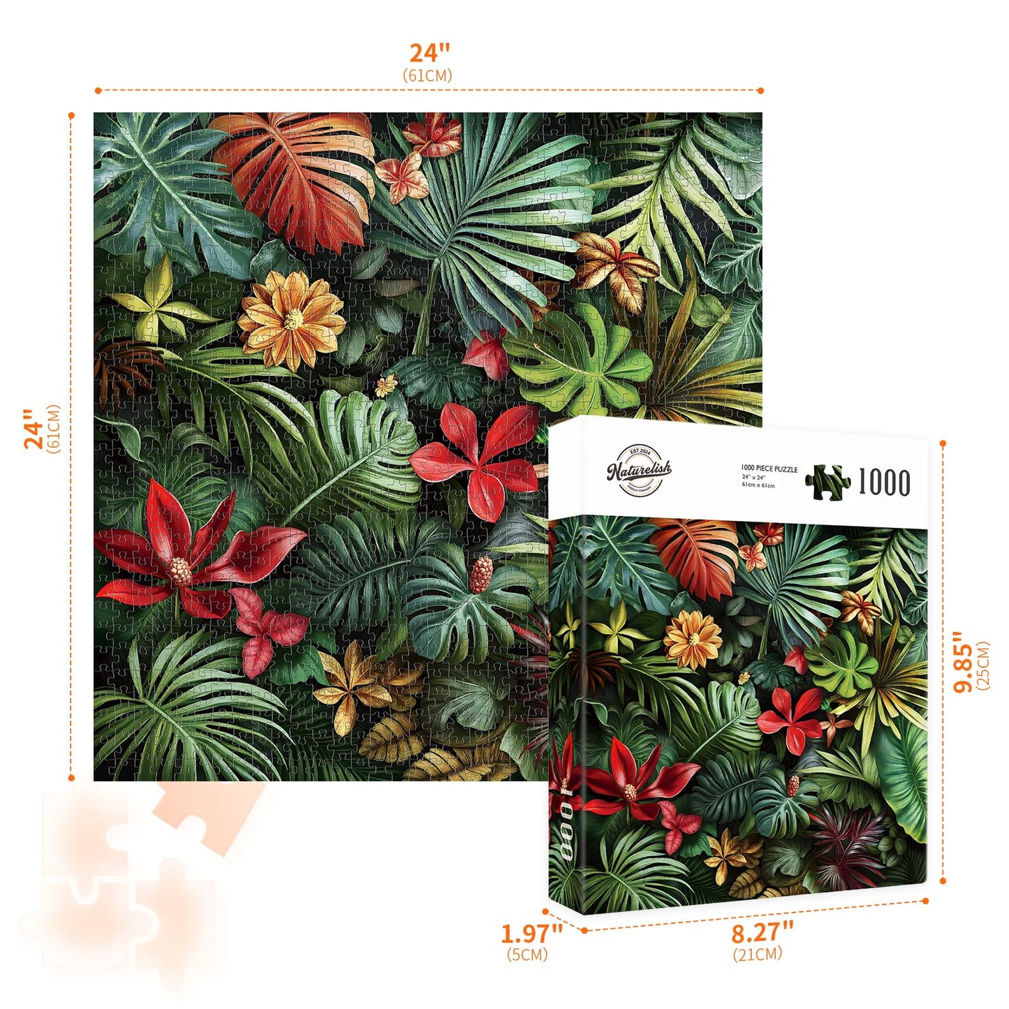 Naturelish 1000-Piece Jigsaw Puzzle – Green Nature Plant (24x24 in)