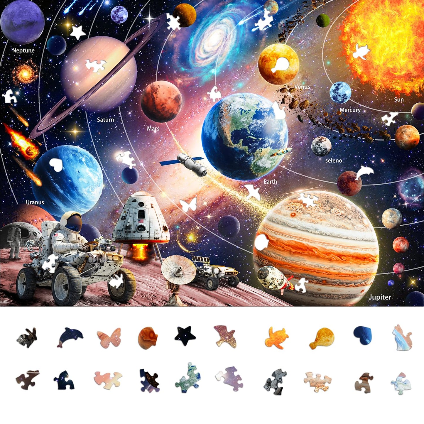 Naturelish 1000-Piece Space Explorer Puzzle – Glow-in-The-Dark Astronaut Adventure (26.6x19.2)