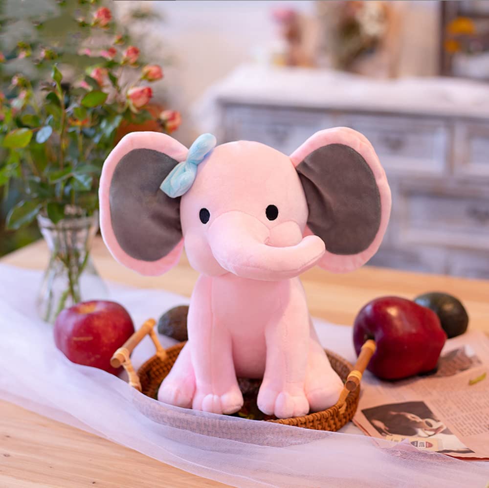 NatureMan Elephant Plush Toy Pink 9.8in – Soft Kawaii Baby Gift & Nursery Decor