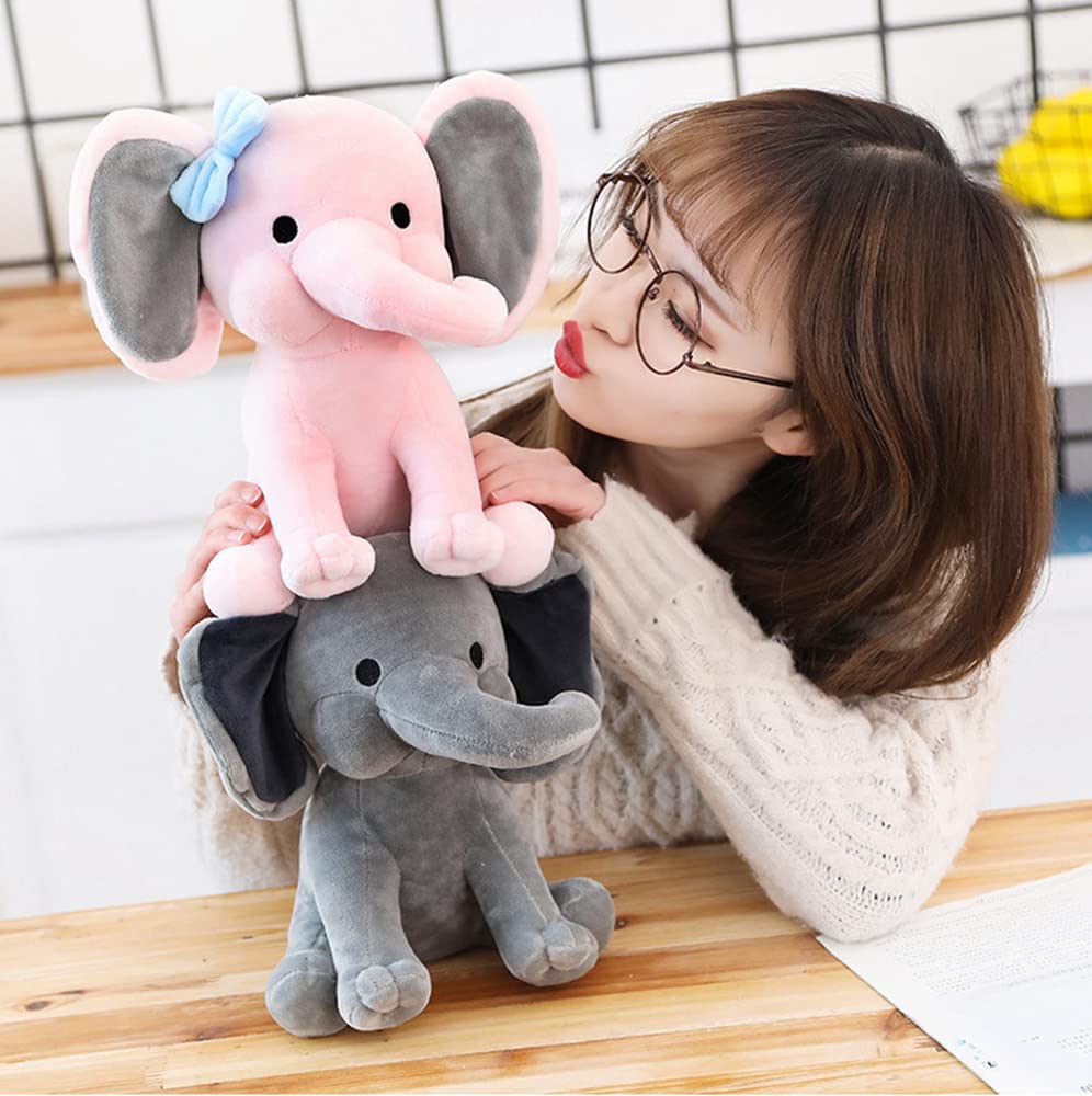 NatureMan Elephant Plush Toy Pink 9.8in – Soft Kawaii Baby Gift & Nursery Decor
