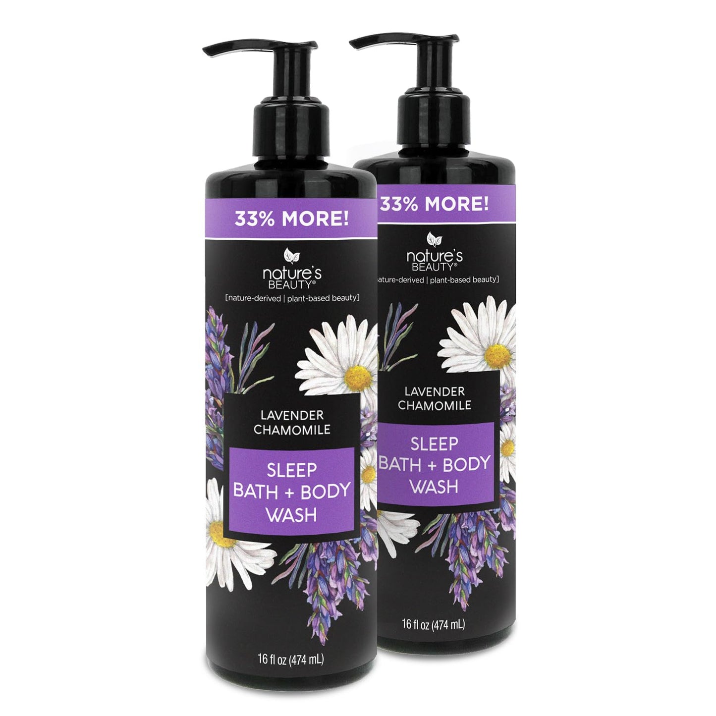 Nature's Beauty Lavender Chamomile Sleep Body Wash – 2 Pack, Gentle Cleanser for Dry Skin