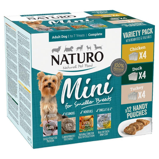 Naturo Adult Mini Dog Pouch Poultry Selection with Rice 150g x 12