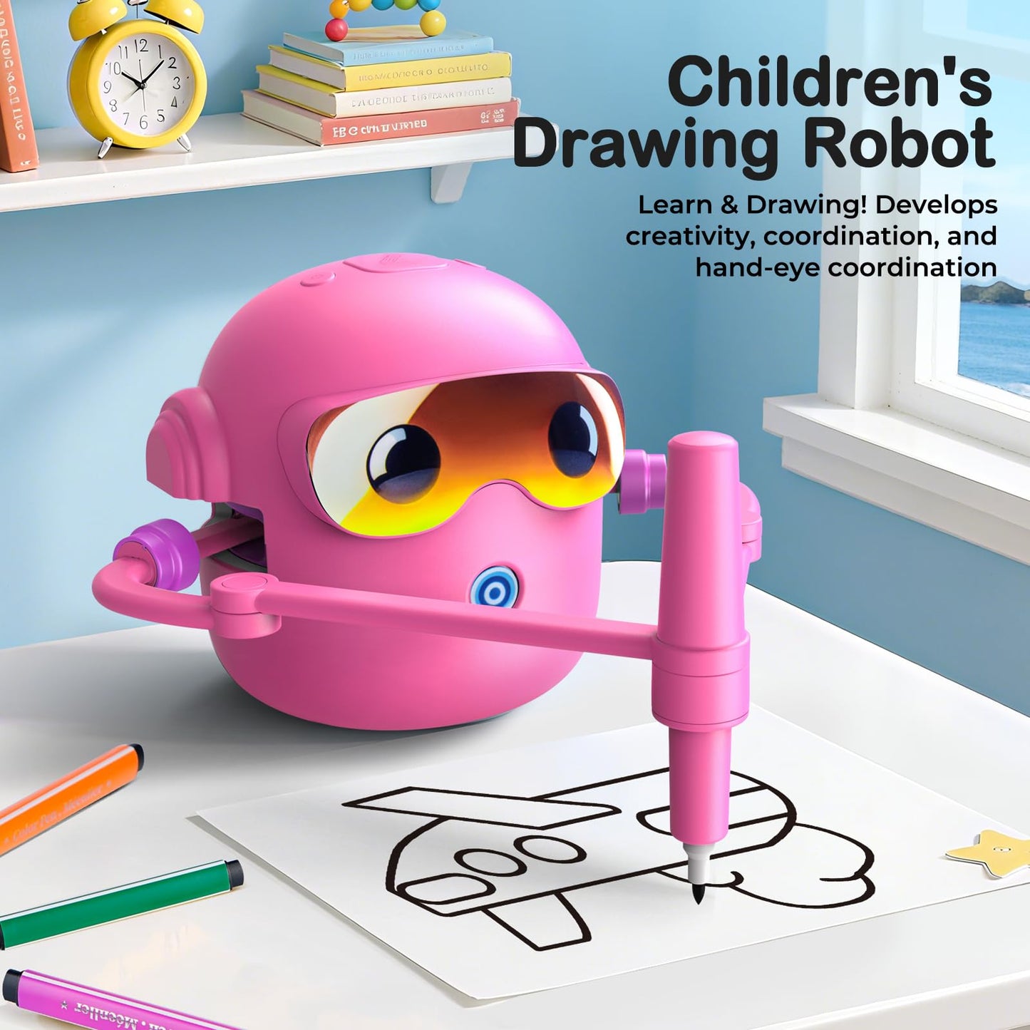 NAUQUOHZ Drawing Robot for Kids | Montessori Learning Toy with 100 Cards & Voice Interaction