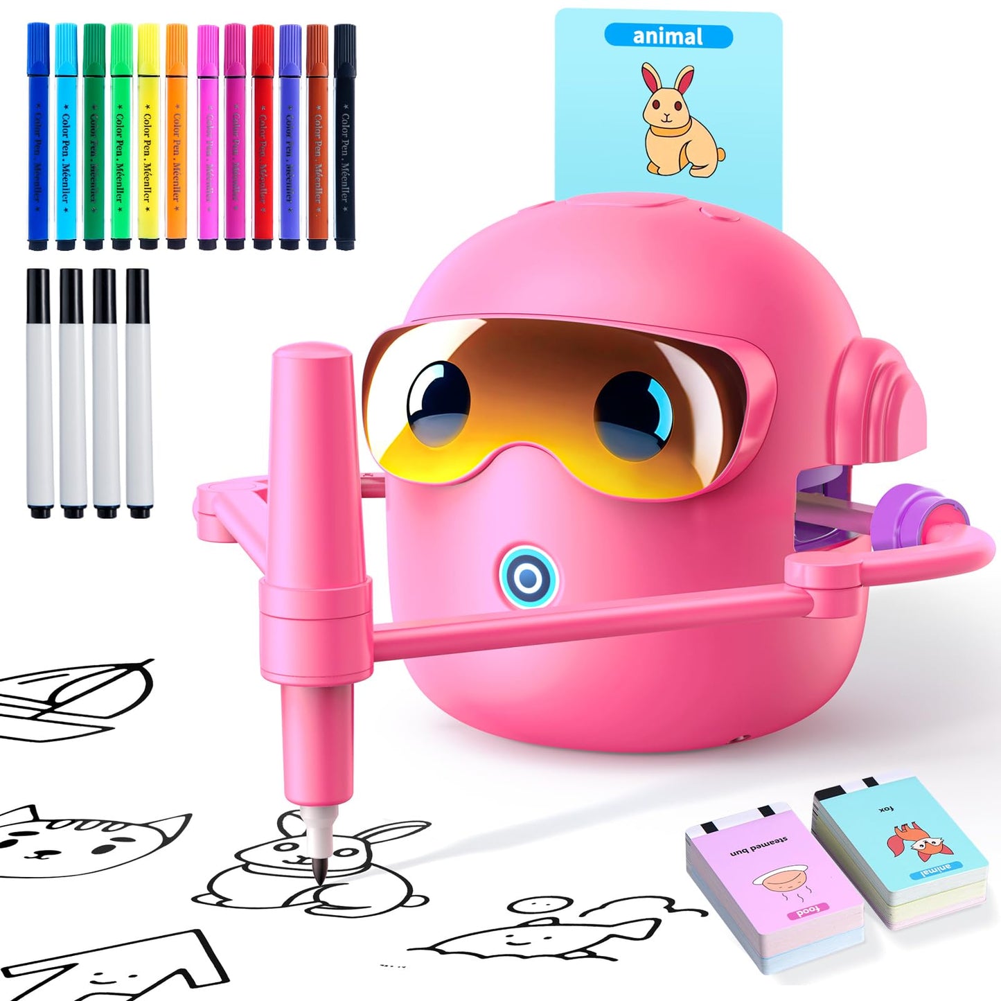 NAUQUOHZ Drawing Robot for Kids | Montessori Learning Toy with 100 Cards & Voice Interaction