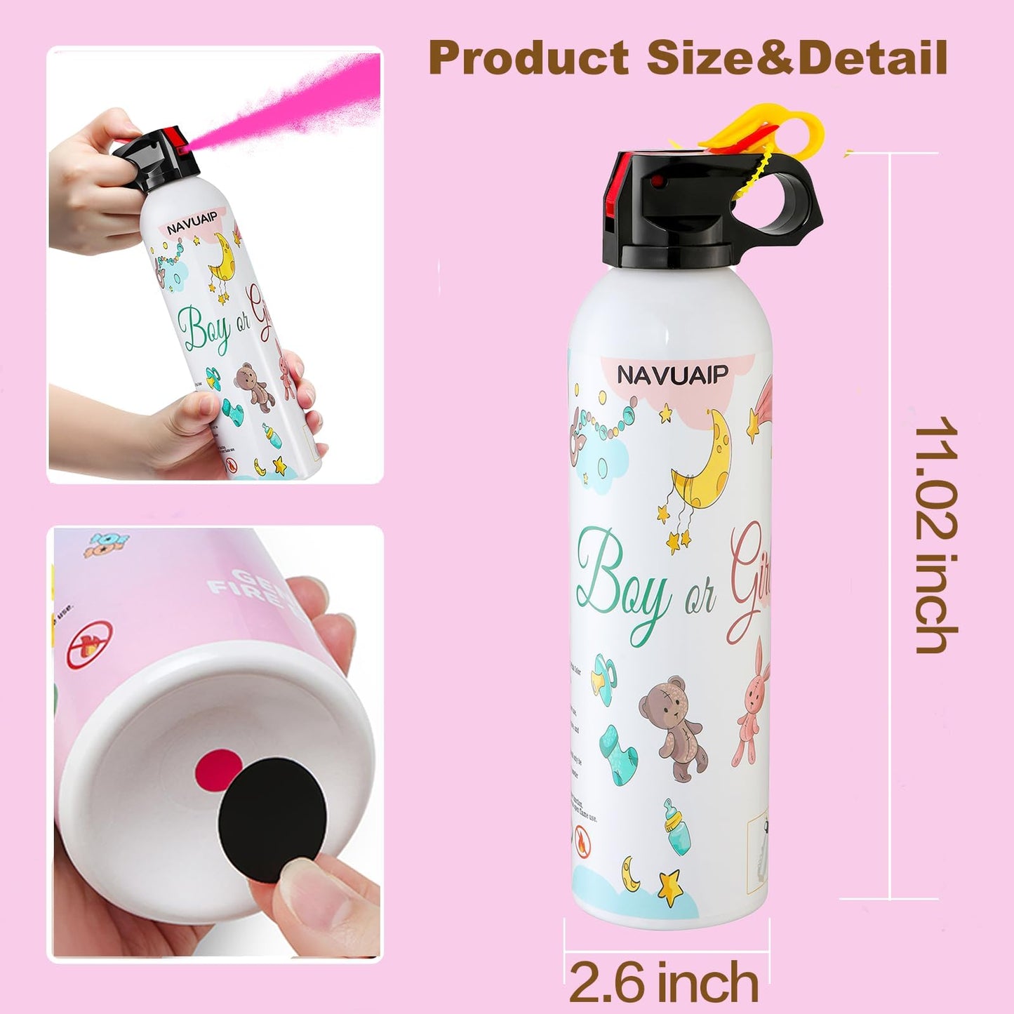 Navuaip Large Gender Reveal Pink Smoke Powder Sprayer – 2-Pack Biodegradable Color Blasts