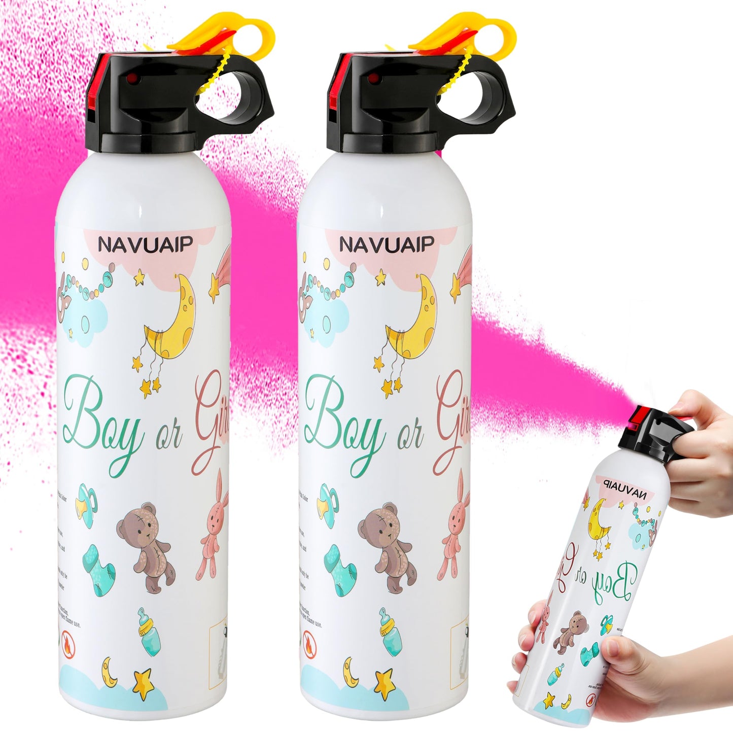 Navuaip Large Gender Reveal Pink Smoke Powder Sprayer – 2-Pack Biodegradable Color Blasts