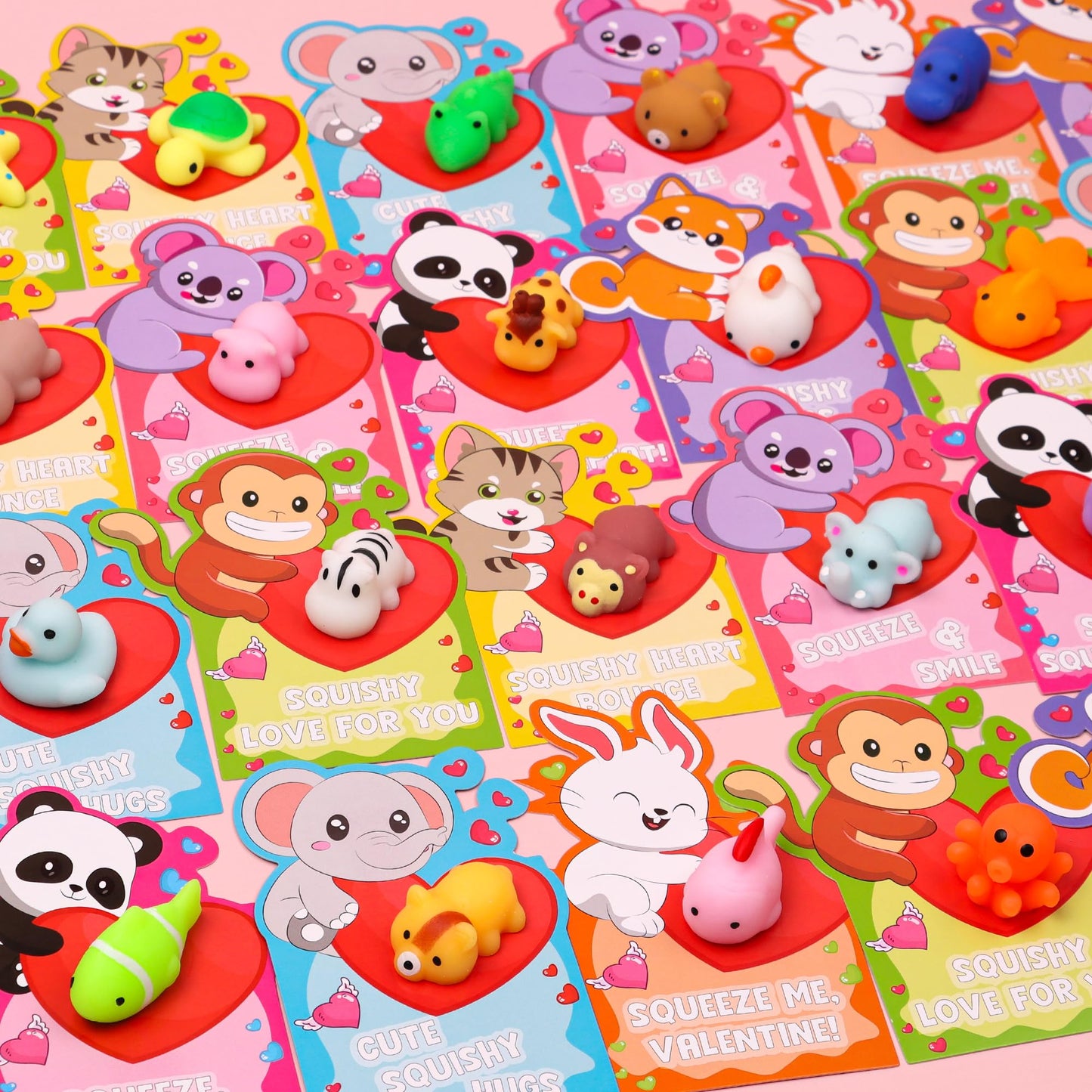 NAWITDA 28-Pack Valentines Cards for Kids | Mochi Squishy Fidget Toys & Classroom Gifts