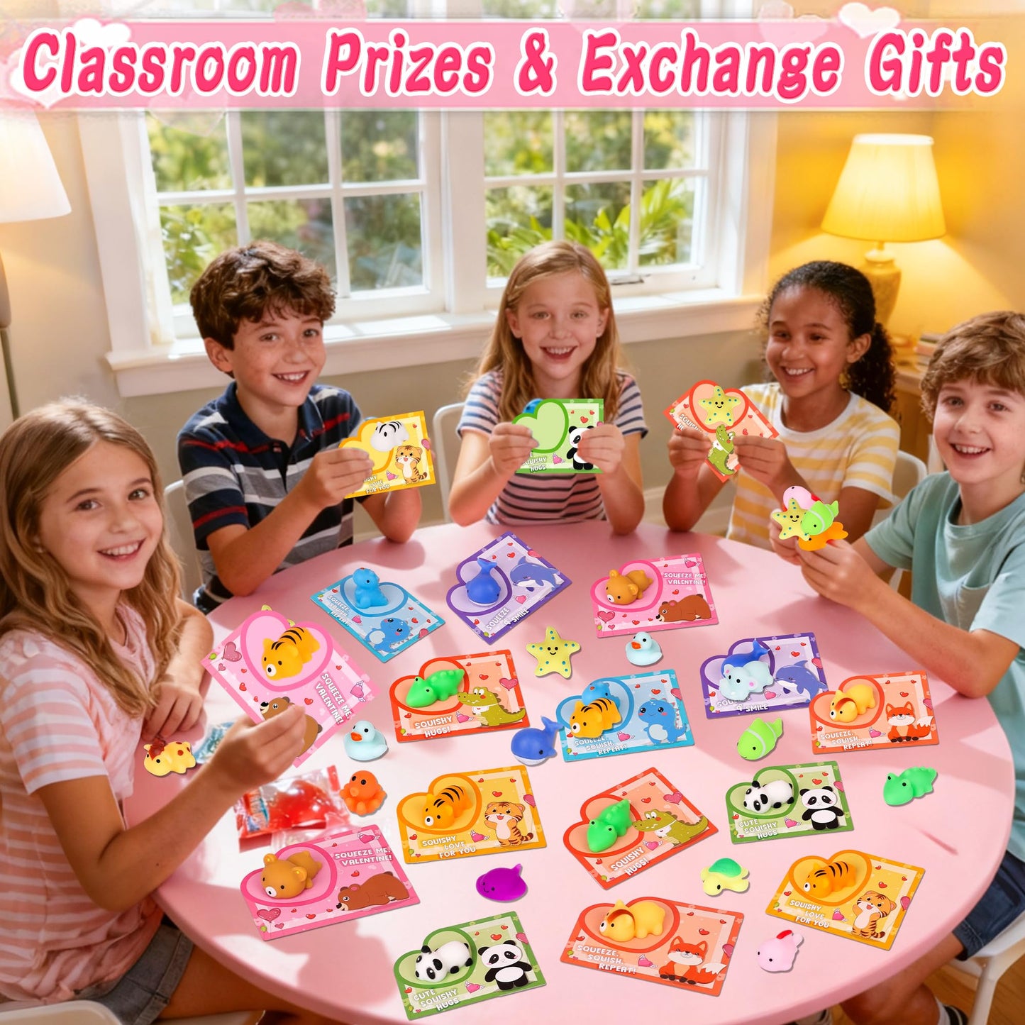 NAWITDA 28-Pack Valentines Cards with Mochi Squishies – Classroom Gift Exchange Favors