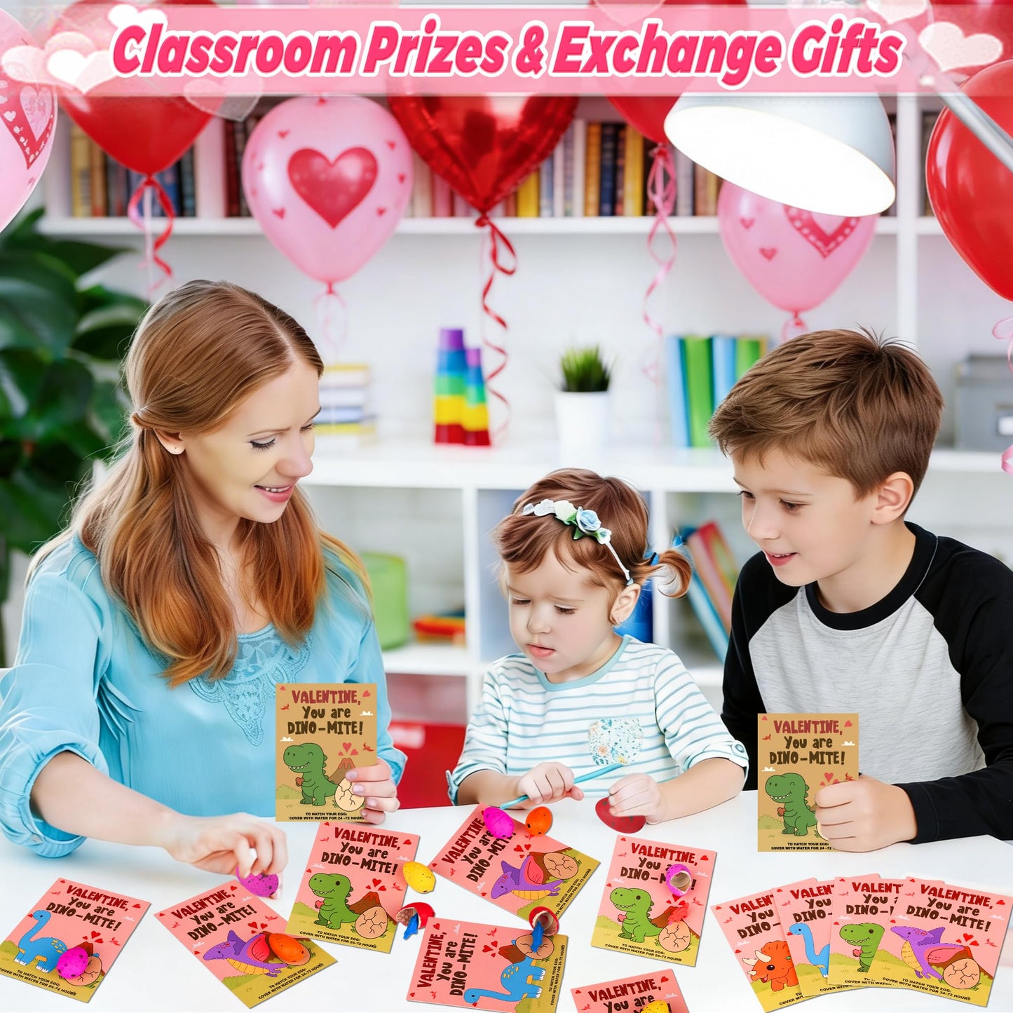NAWITDA 28-Pack Valentines Day Cards with Dinosaur Egg Hatching Toys – Classroom Gifts for Kids
