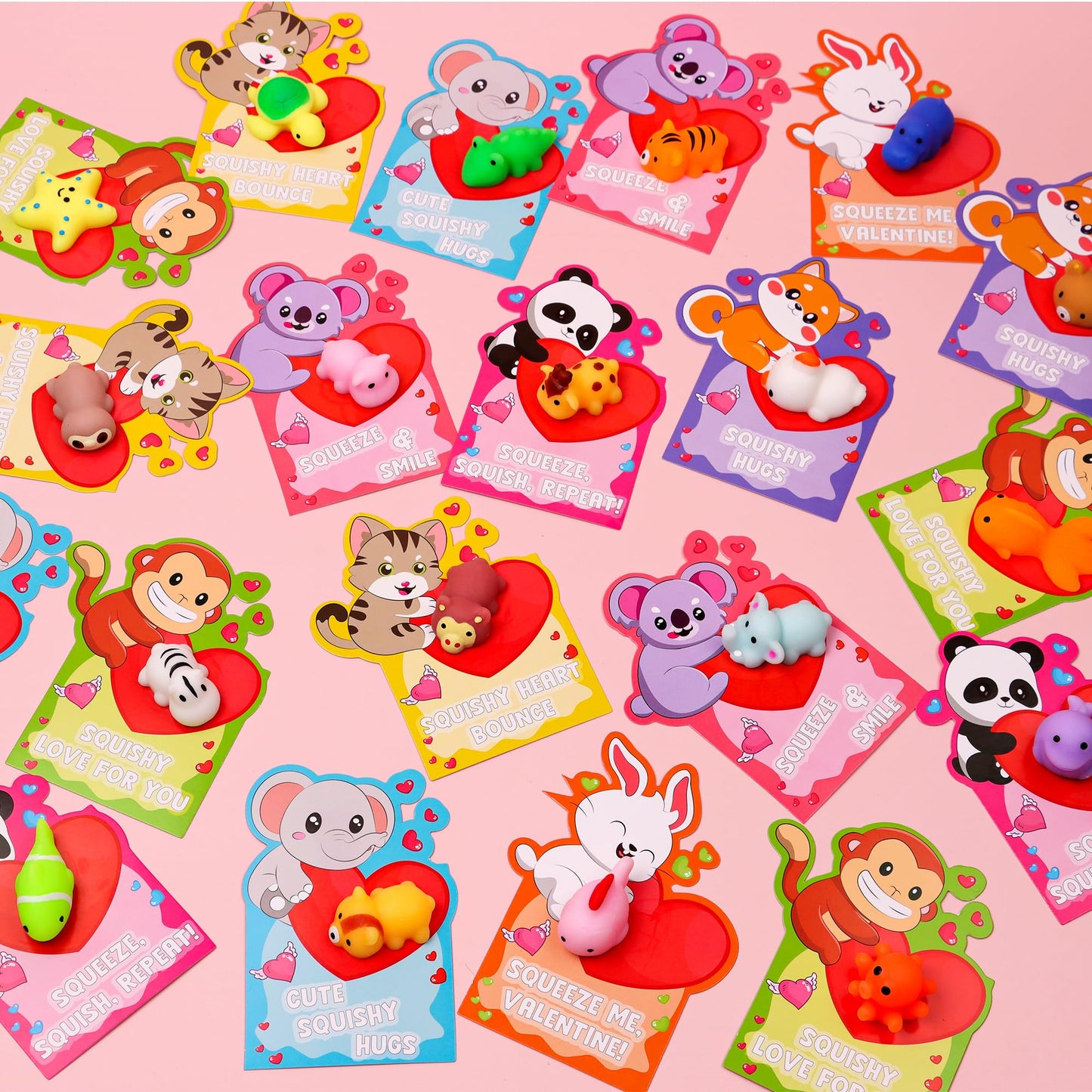 NAWITDA 28-Pack Valentines Cards for Kids | Mochi Squishy Fidget Toys & Classroom Gifts