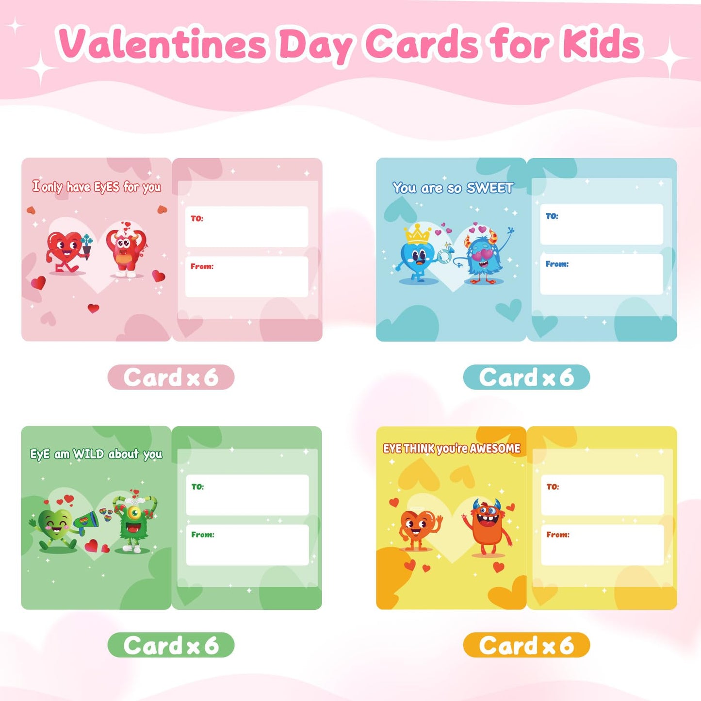 NAXYAN 24 Packs Valentines Day Cards for Kids with DIY Air Dry Clay Kits | Classroom Valentine Gifts