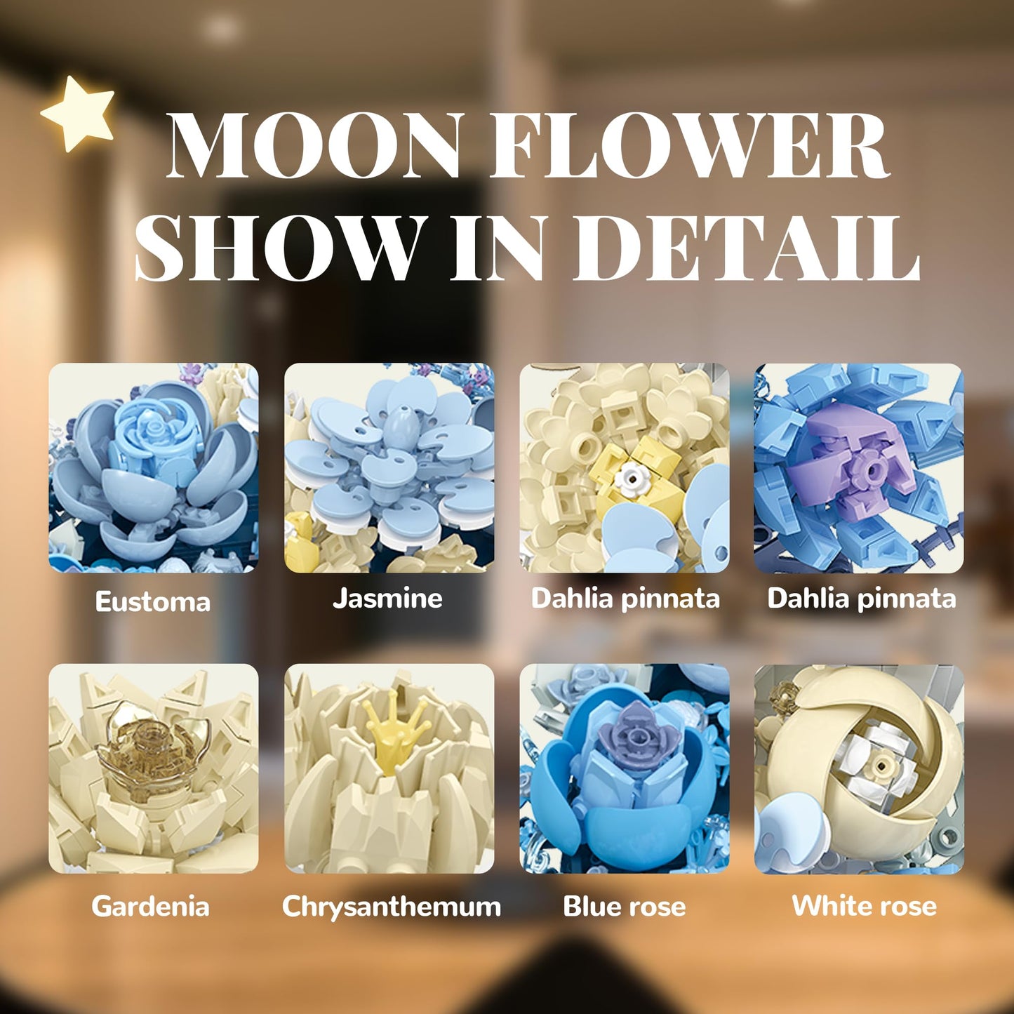 Nayihoop Moon Flower Building Set – 934-Piece Botanical Wall Decor Kit