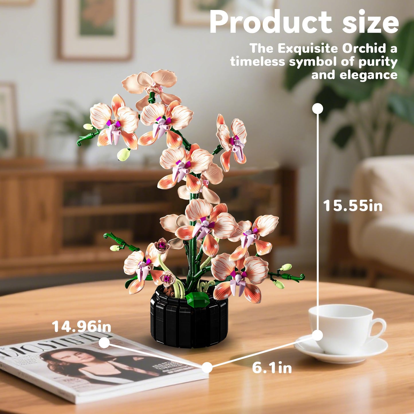 Nayihoop Orchid Building Sets – Realistic Pink Orchid Decor for Home and Desk